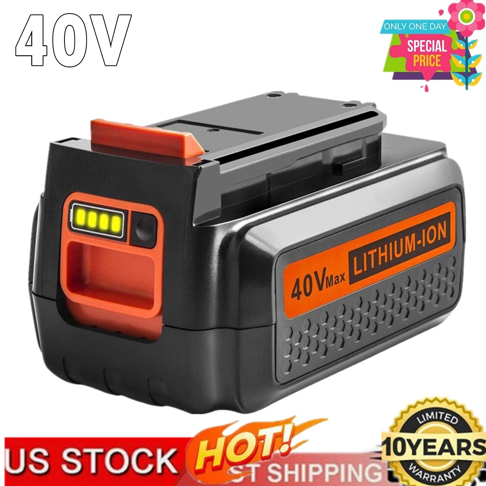 For Black & Decker 40V MAX Lithium Ion Battery 4.0Ah 40Volt LBXR36 LBX2040 LBX36