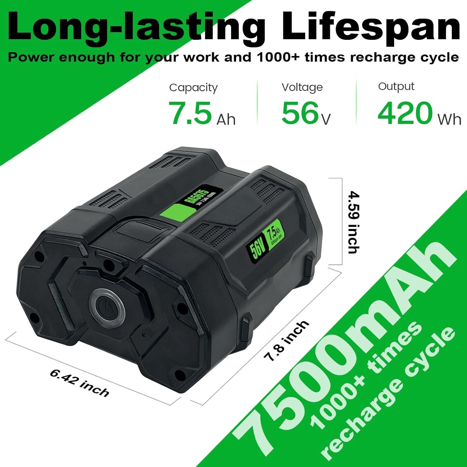 56V 7.5Ah POWER Lithium-Ion BA4200 BA2800T Battery For EGO BA5600T Power 56 Volt