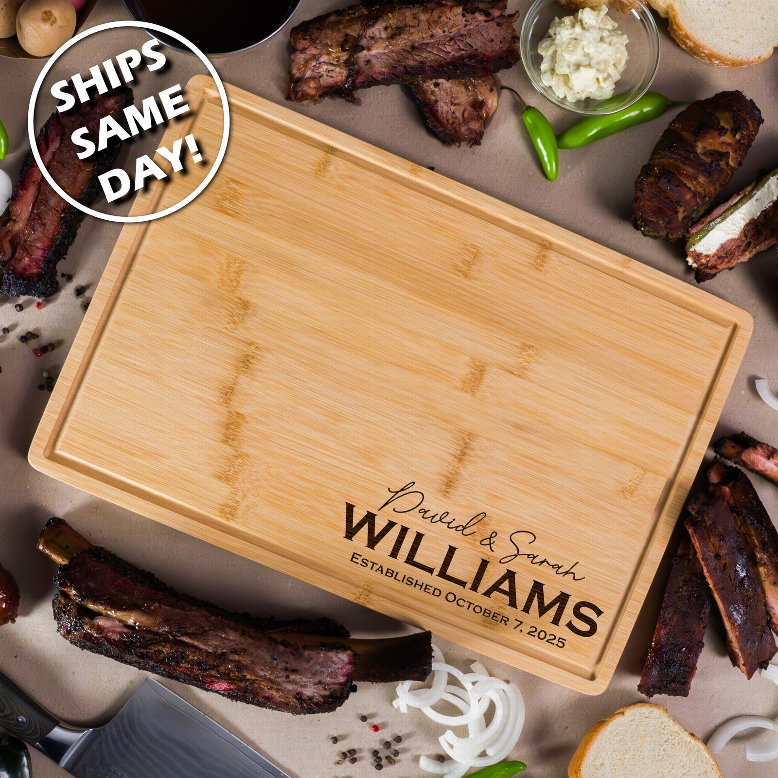 Custom Engrave Personalized Cutting Board | Wedding Engagement Housewarming Gift