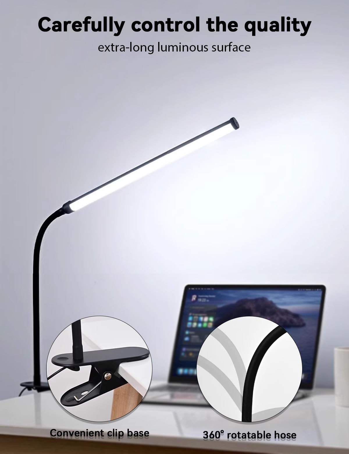 2 Pack Desk Lamp with Clamp,Eye-Friendly Clip on Lights for Home Office Study…