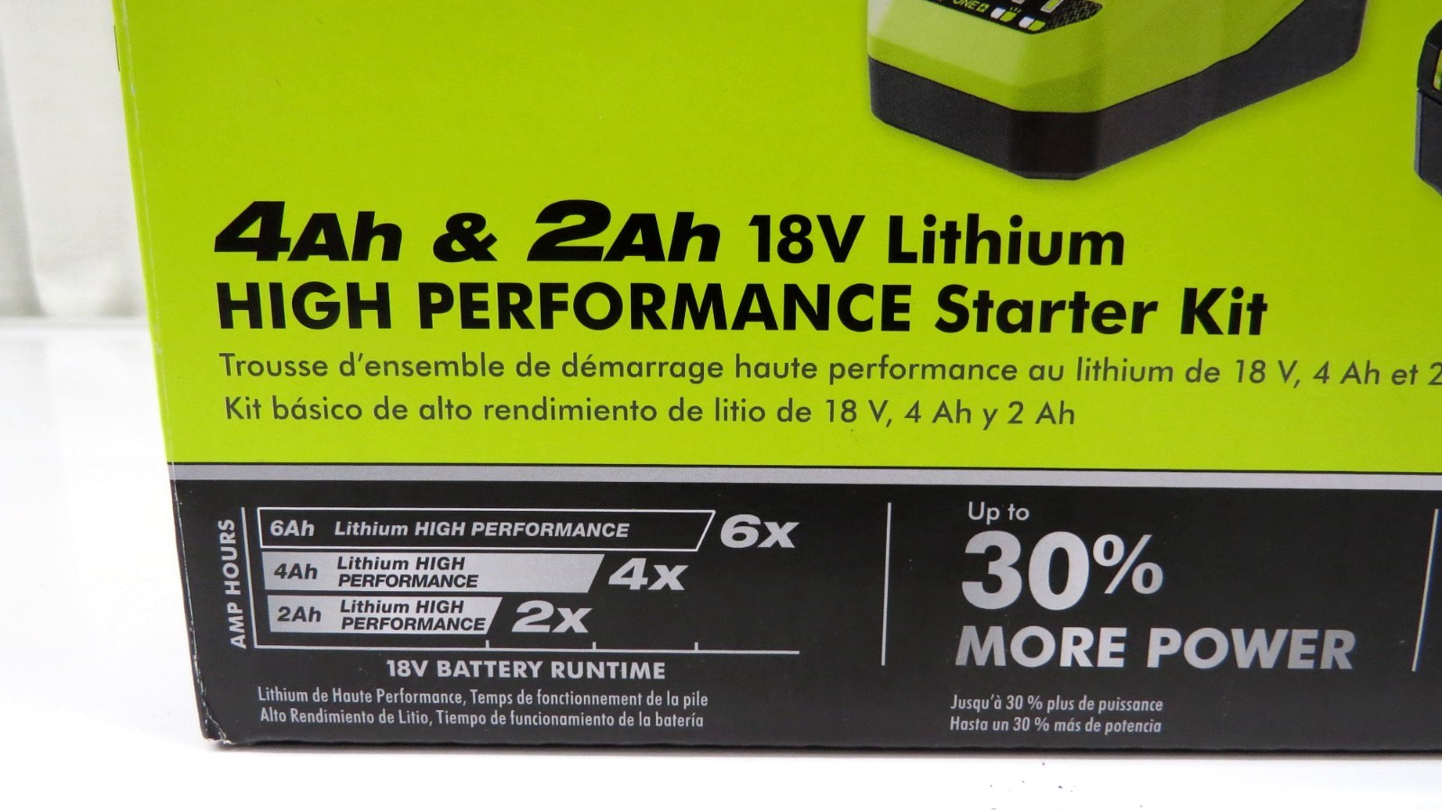 Ryobi 18V One+ 4Ah & 2Ah Lithium Battery High Performance Starter Kit W/Charger