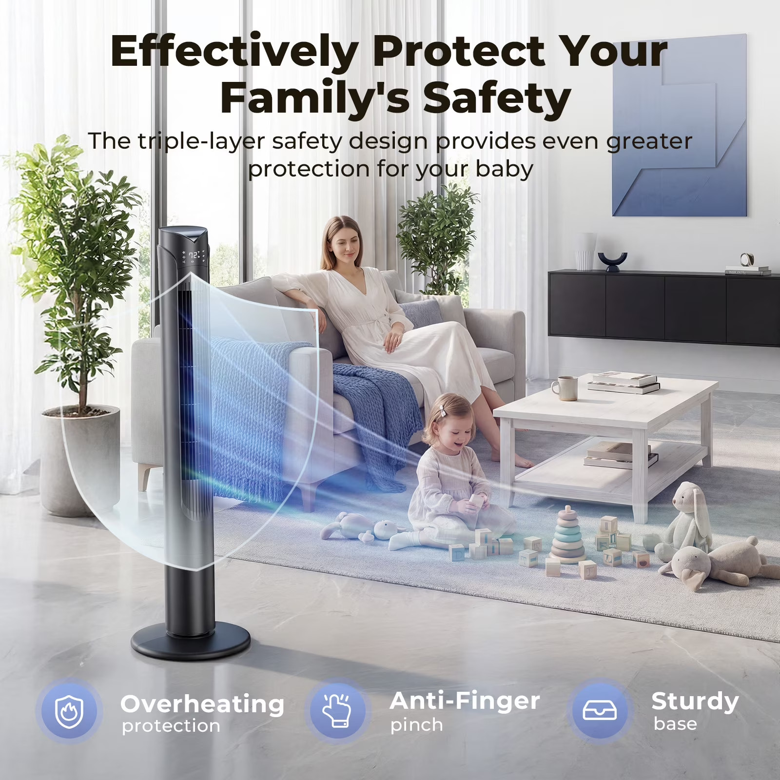 41″ Tower Fan Oscillating Quiet Cooling Floor Standing Fan w/ Remote 12H Timer