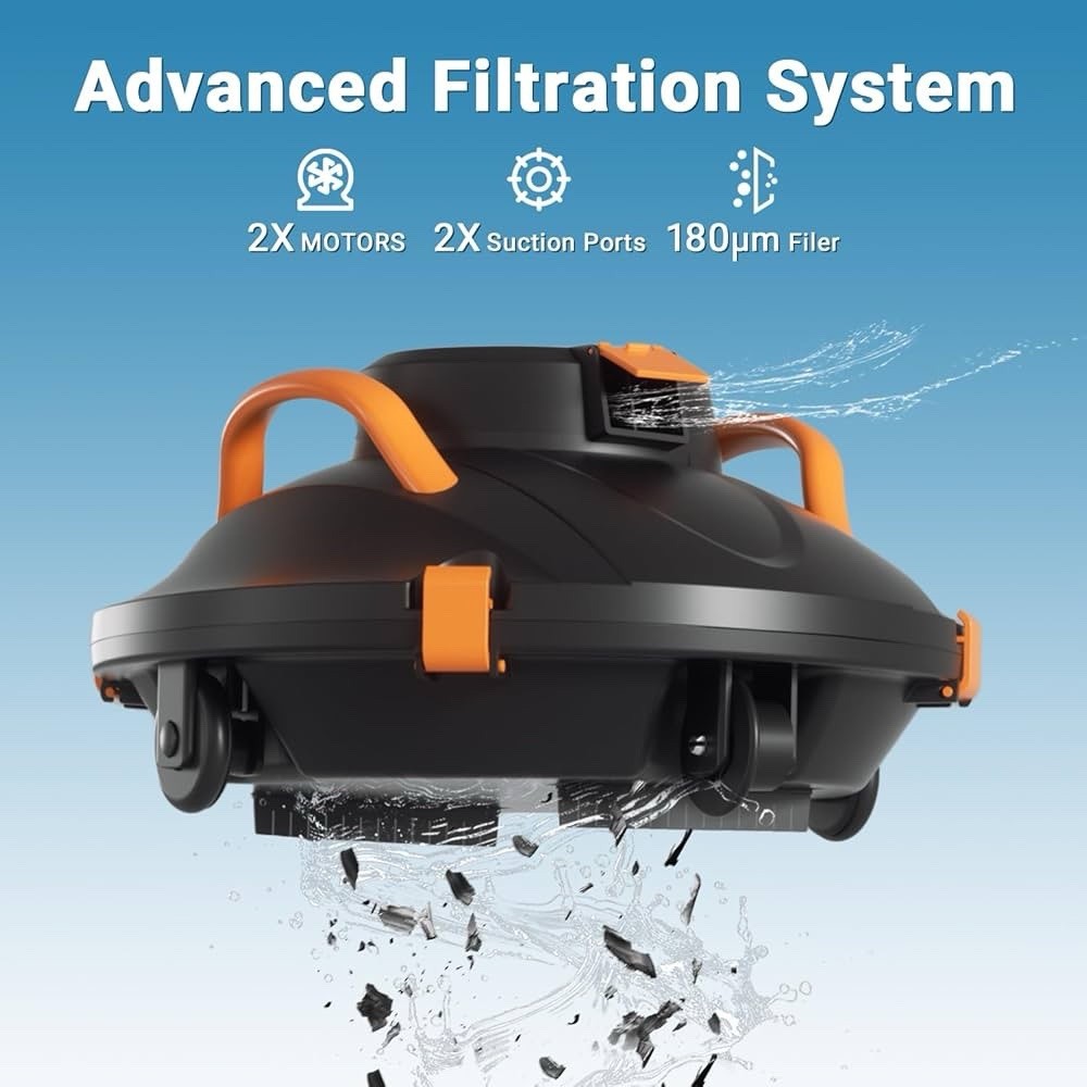 Cordless Robotic Pool Cleaner, Lasts 120 Min, Smart Sensor, Automatic Vacuum