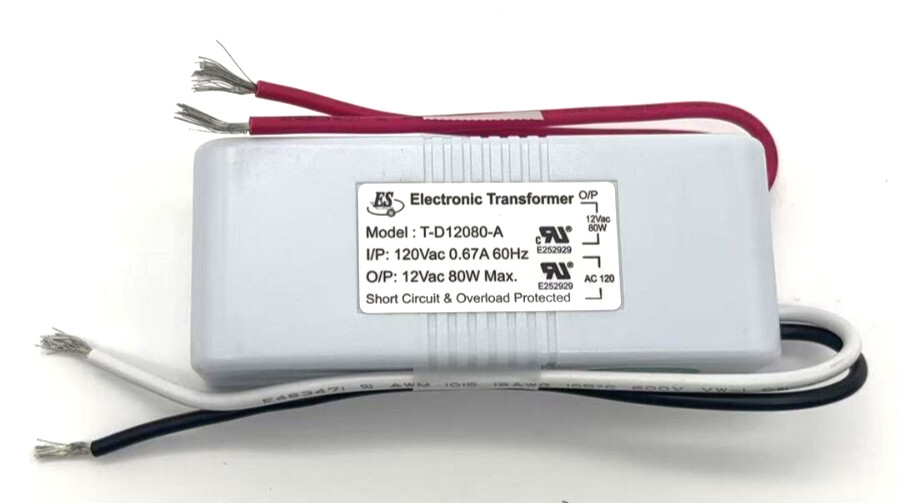 Anchorn ES 80W, UL Electronic Transformer 120V To 12V 3.4″L x 1.3″W x 0.6″H