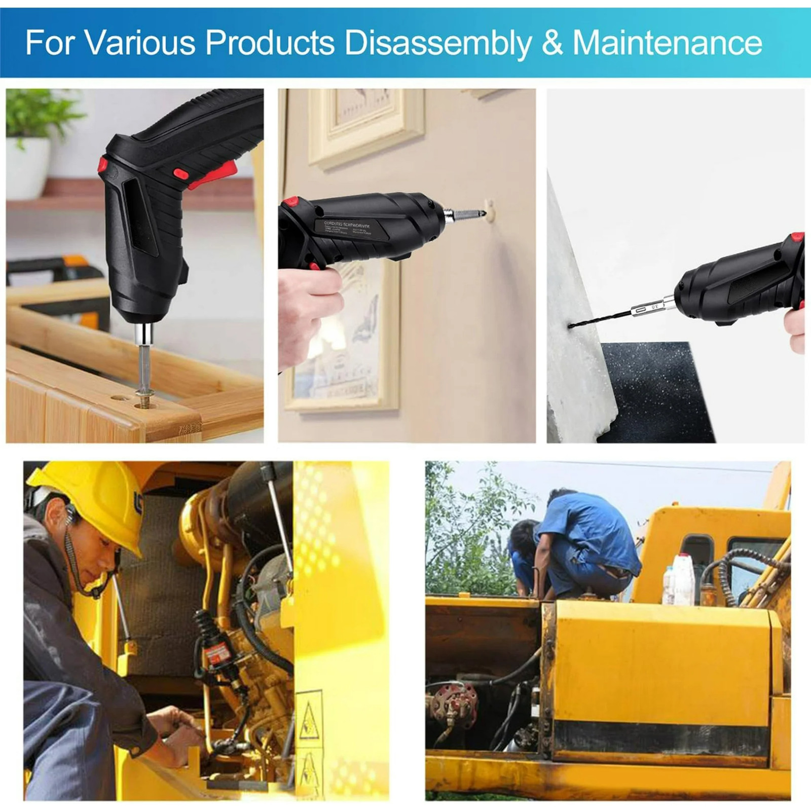 3.6V Cordless Electric Screwdriver Set USB Charging 3Nm Screw Gun With LED Light
