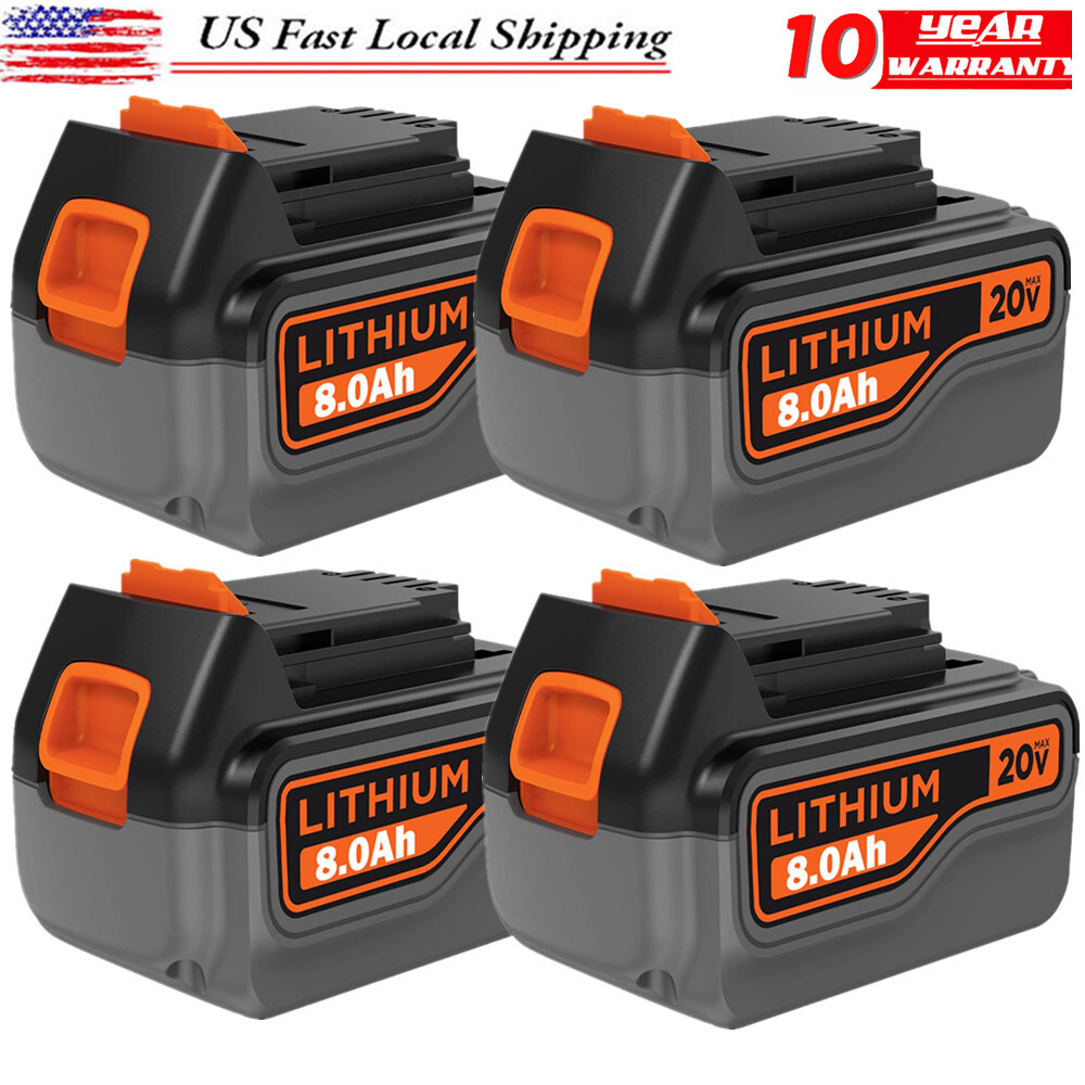 20V Max 8.0Ah Lithium Ion Battery Pack FOR BLACK + DECKER LB2X4020 LBXR20 LBX20