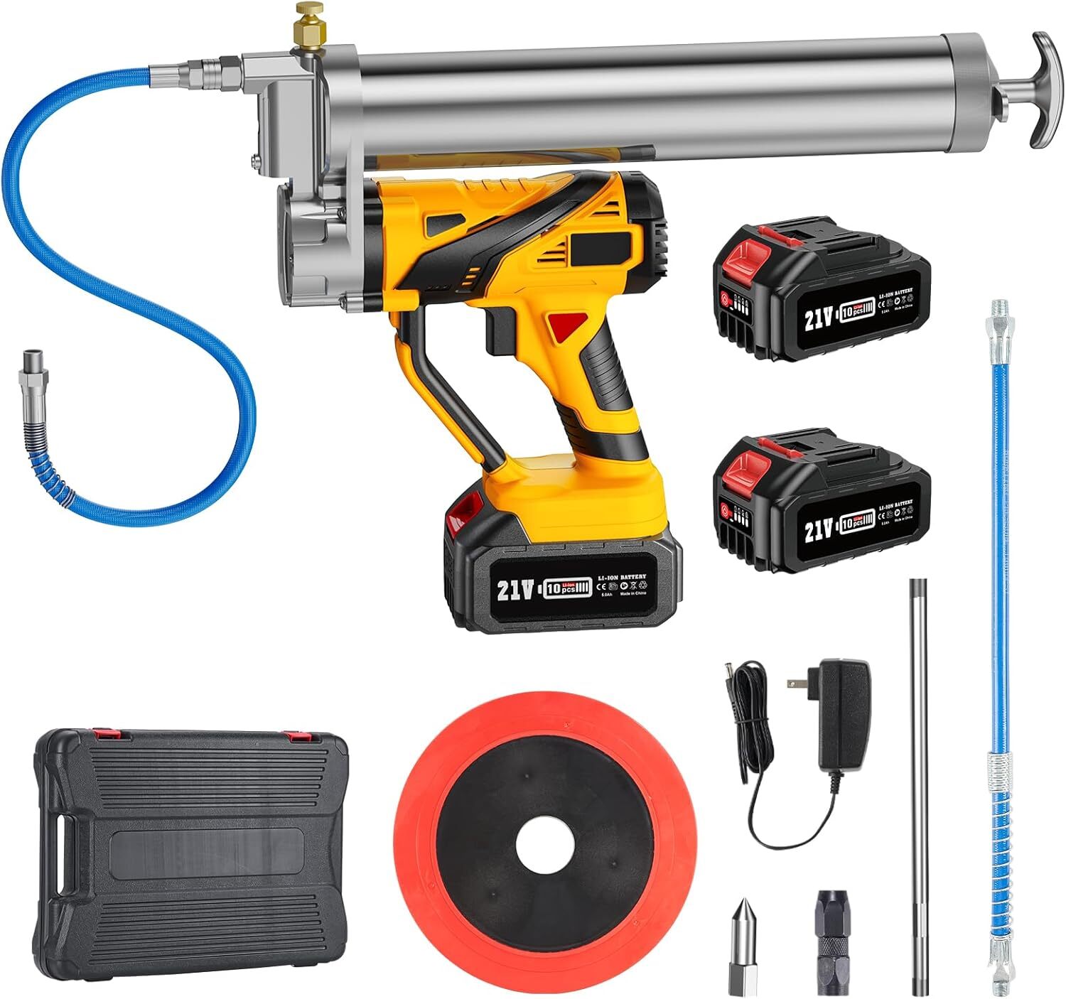 Grease Gun Battery Powered 12000 PSI Cordless Electric Grease Gun 2*4000 Battery