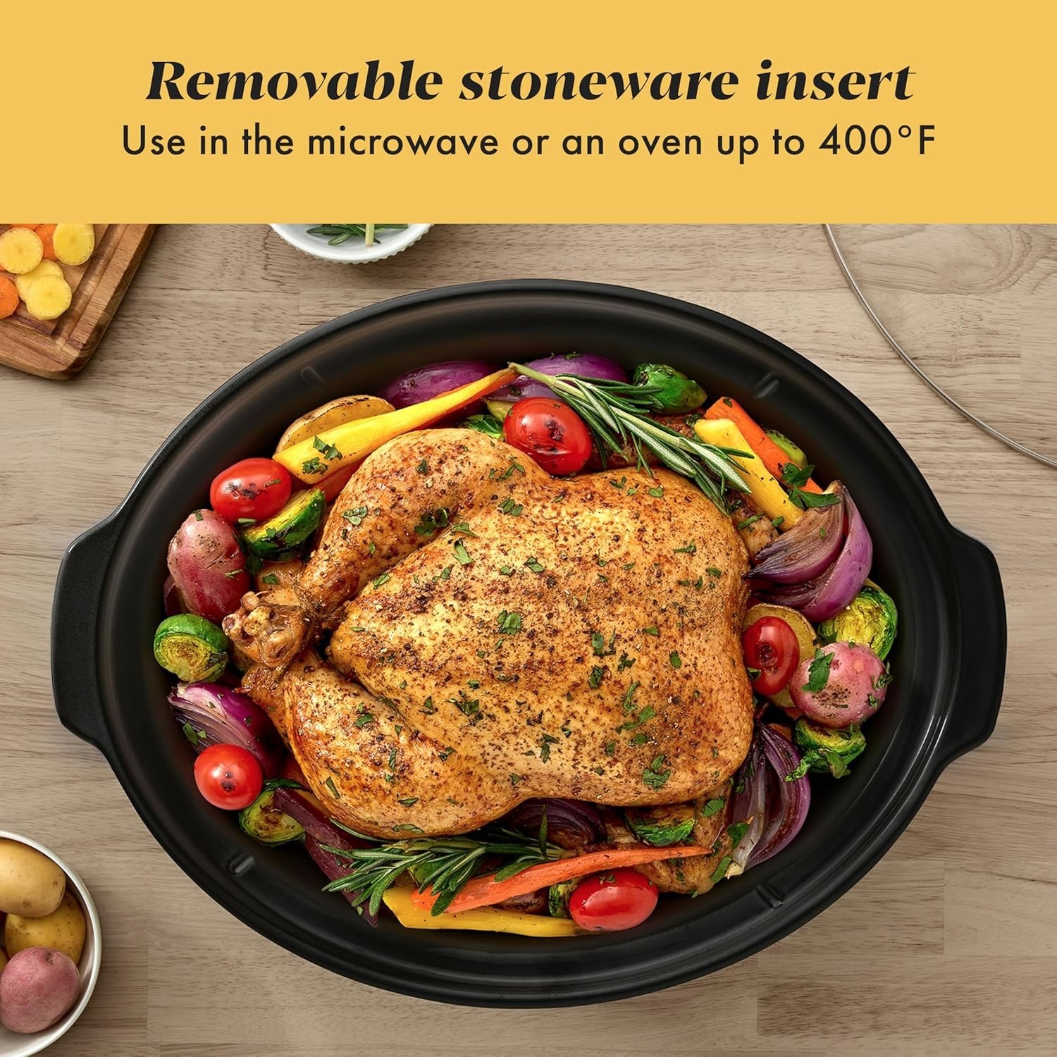 Versatile 7 Qt Manual Slow Cooker for Home Cooking with Dishwasher Safe Parts