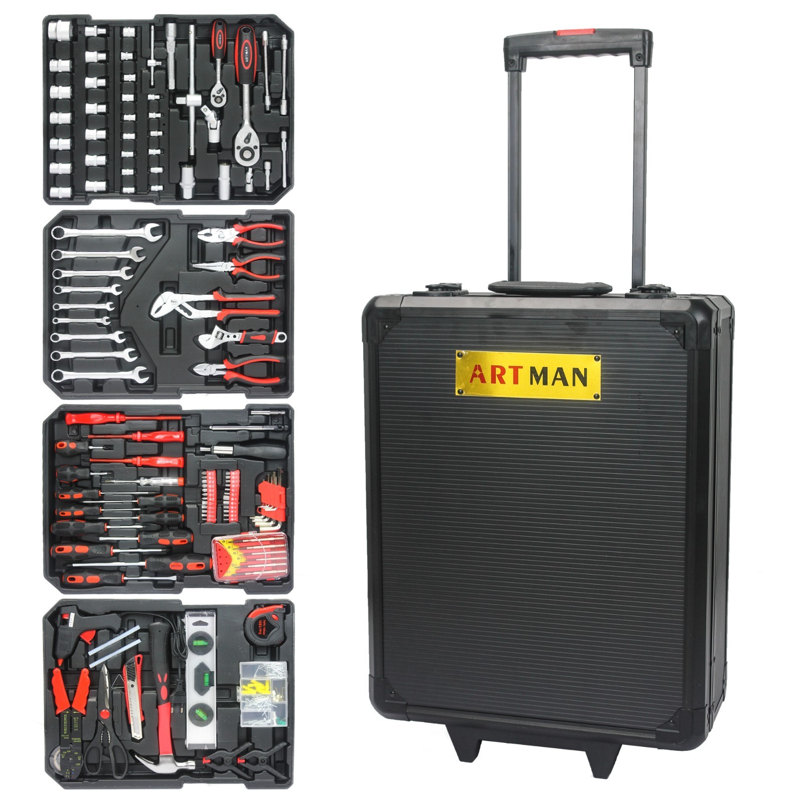899pcs Home Repair Tool Set Kit, Toolbox Storage Case with 4 Drawers