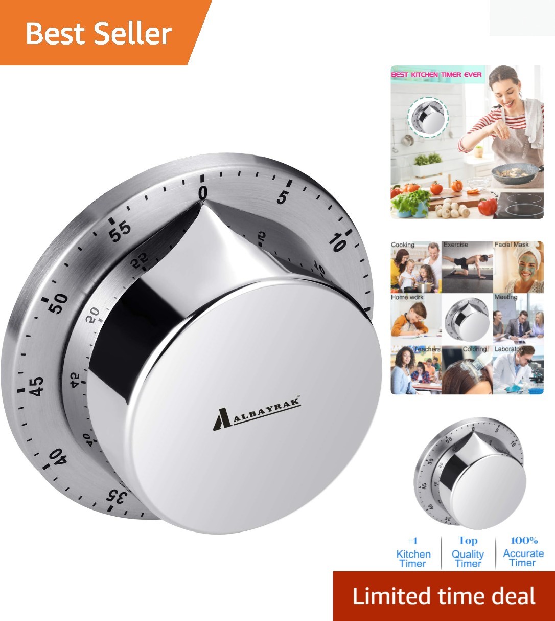 70db Loud Timer, Waterproof Stainless Steel Design – Ultimate Cooking Companion