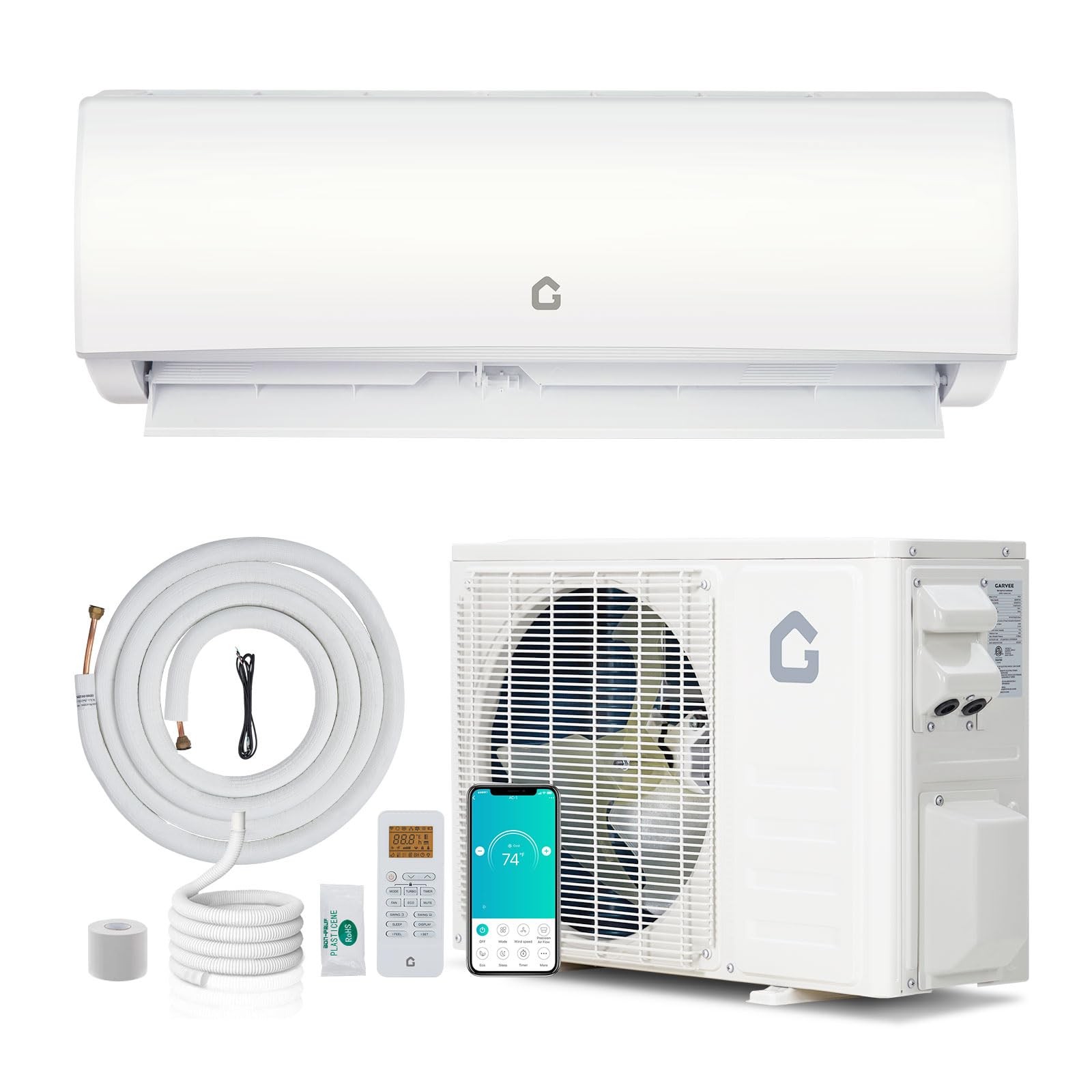 12000BTU Mini Split AC/Heating System 21 SEER 230V Covers Up to 750 Sq. Ft R454B