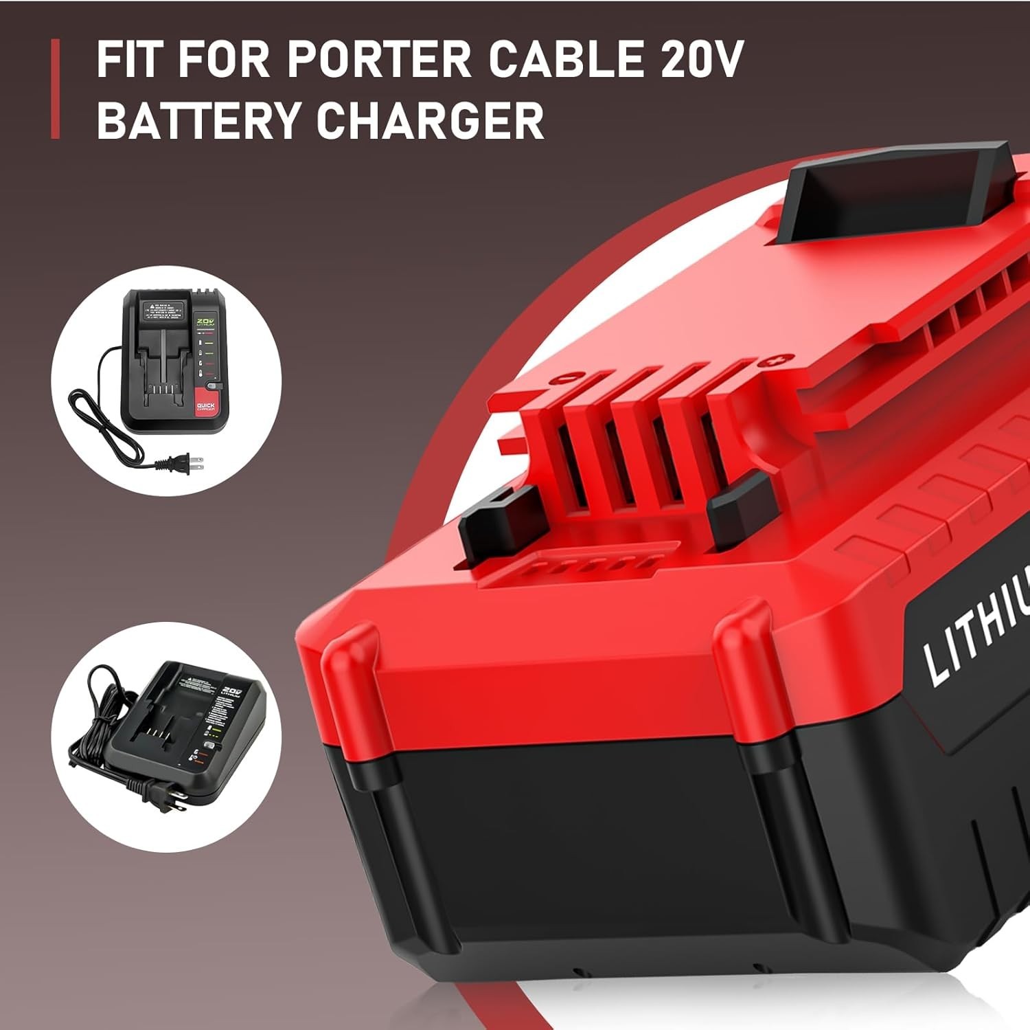 2PACK for PORTER CABLE 20V 20 Volt Lithium Battery /Charger Max PCC680L PCC685L