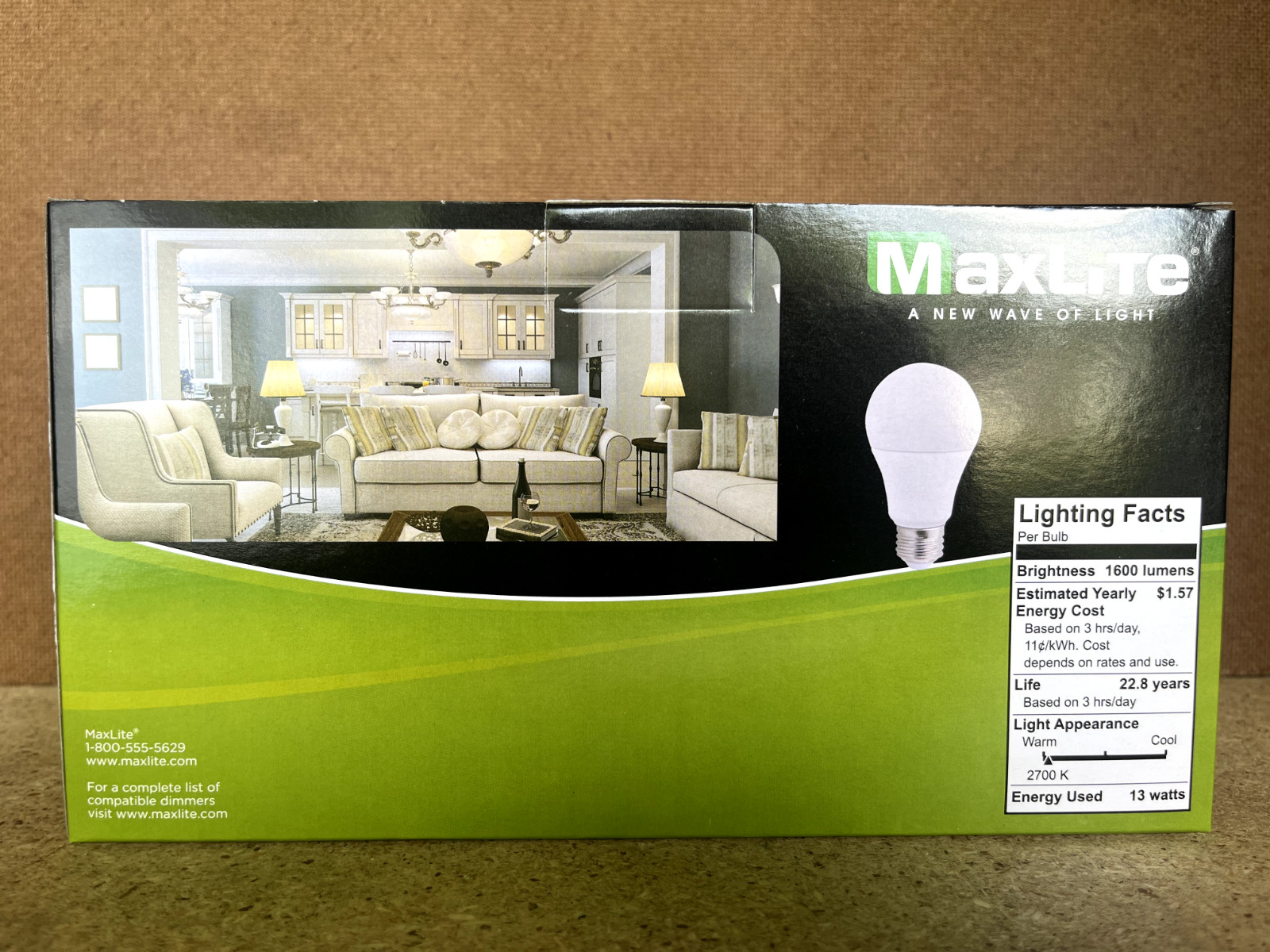 4-768 Pack Maxlite LED Light Bulbs 13W = 100W Watt A19 Soft White 2700K Dimmable