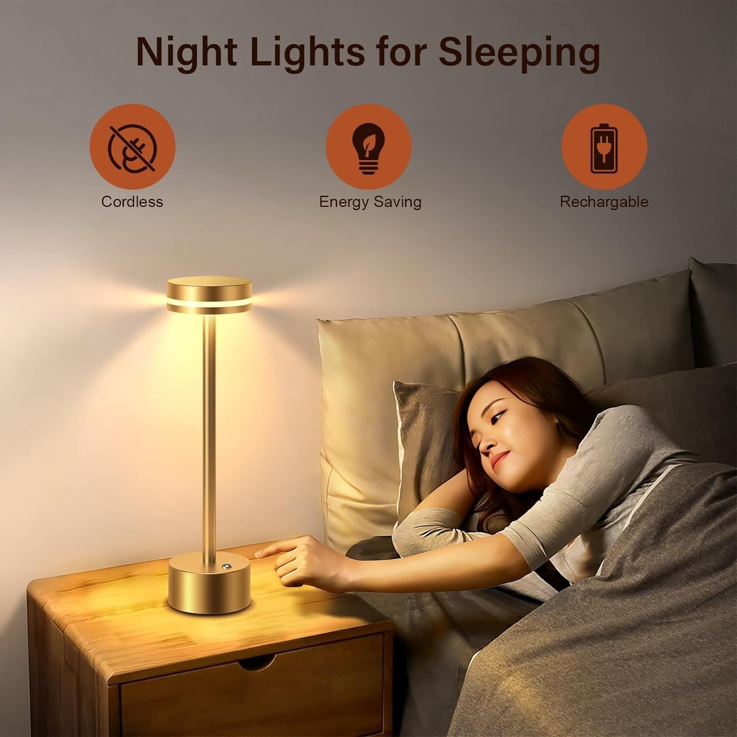 Cordless Table Lamp Portable Battery Powered LED Desk Lamps USB Rechargeable US