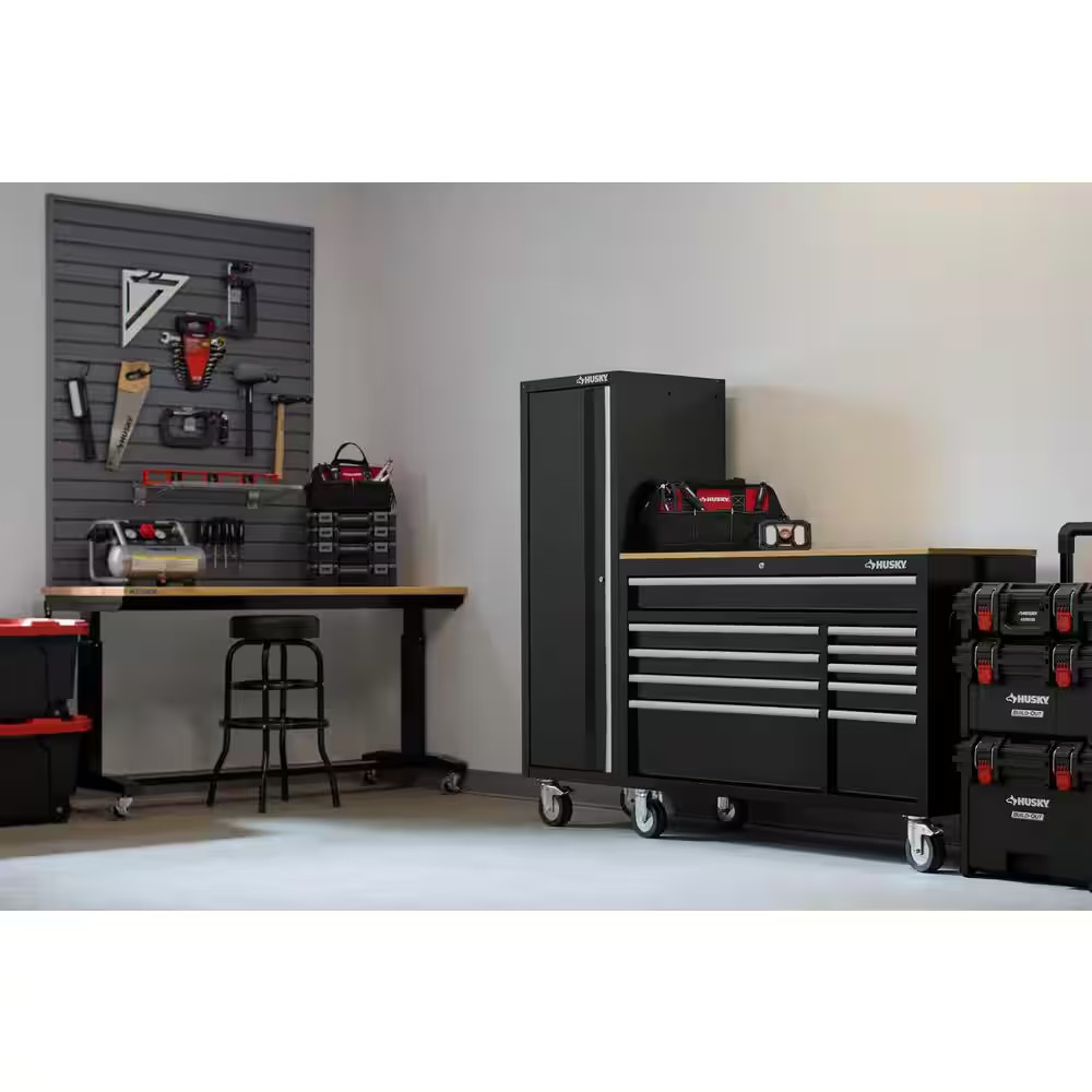 Husky 52 in. x 20 in. Black Mobile Chest Drawer Workbench Cabinet Storage Tool