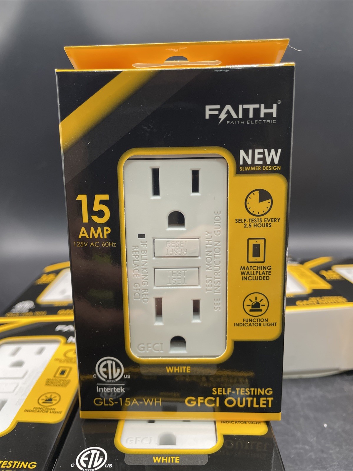Faith Electric 15A 125v Gfci Outlet W/ Self-Test & Wall Plate (White) (10-Pack)