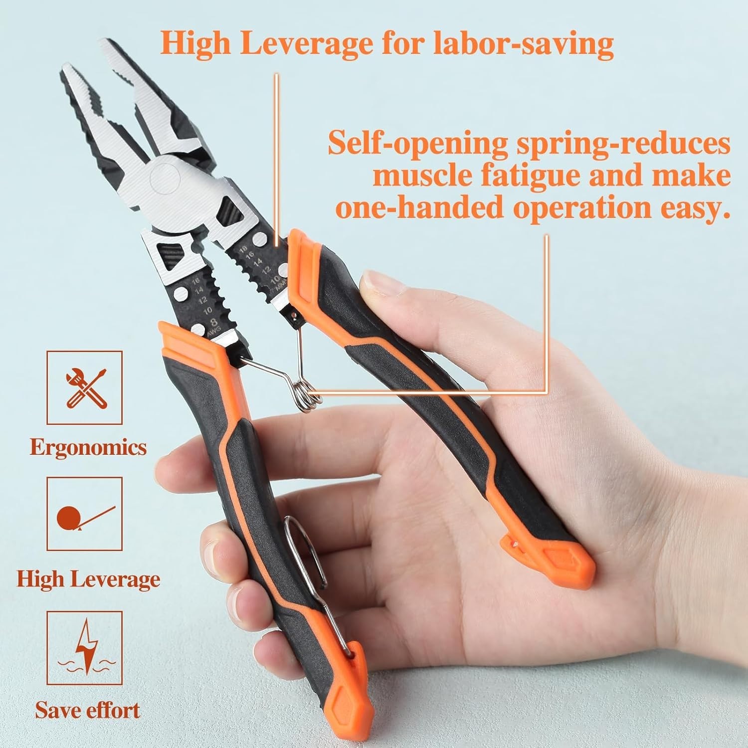3PCS 9-in-1 Electrician Tool Set with Pliers/Cutter/Stripper, Heavy Duty