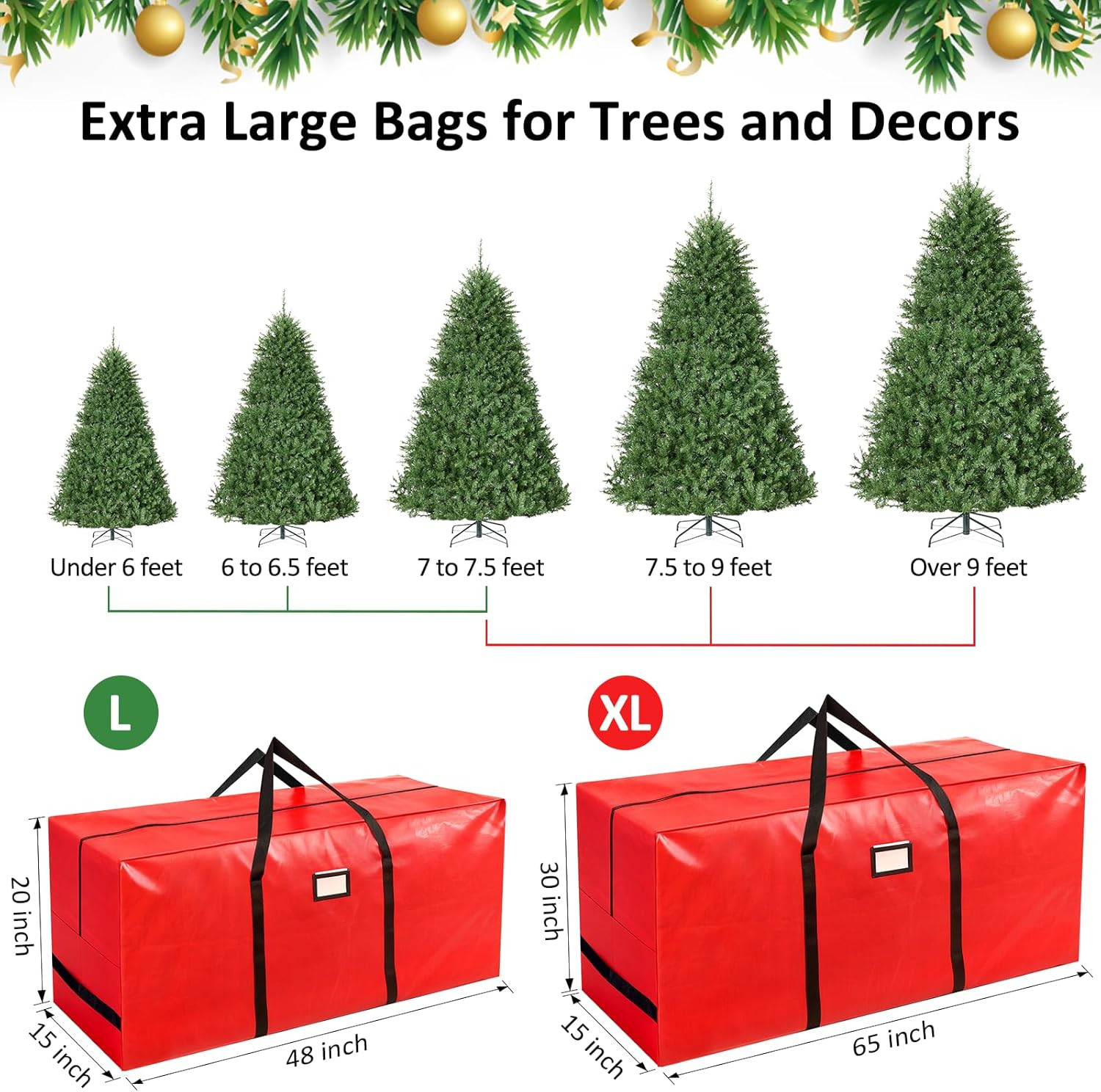 Christmas Tree Storage Bag for 7.5ft or 9ft. Tree Heavy Duty Waterproof