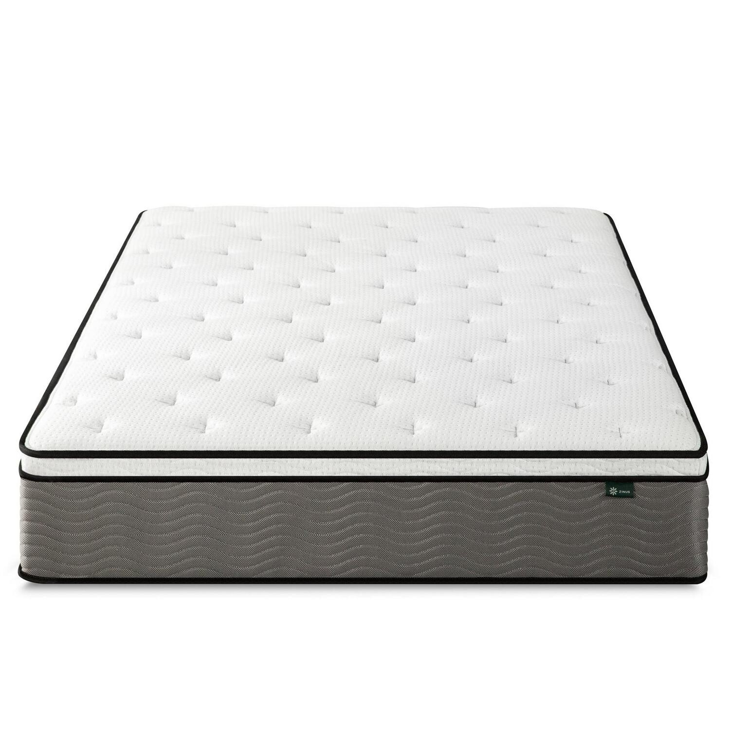 Zinus Pressure Relief Extra Firm Hybrid Mattress Comfort Foam and Pocket Spring