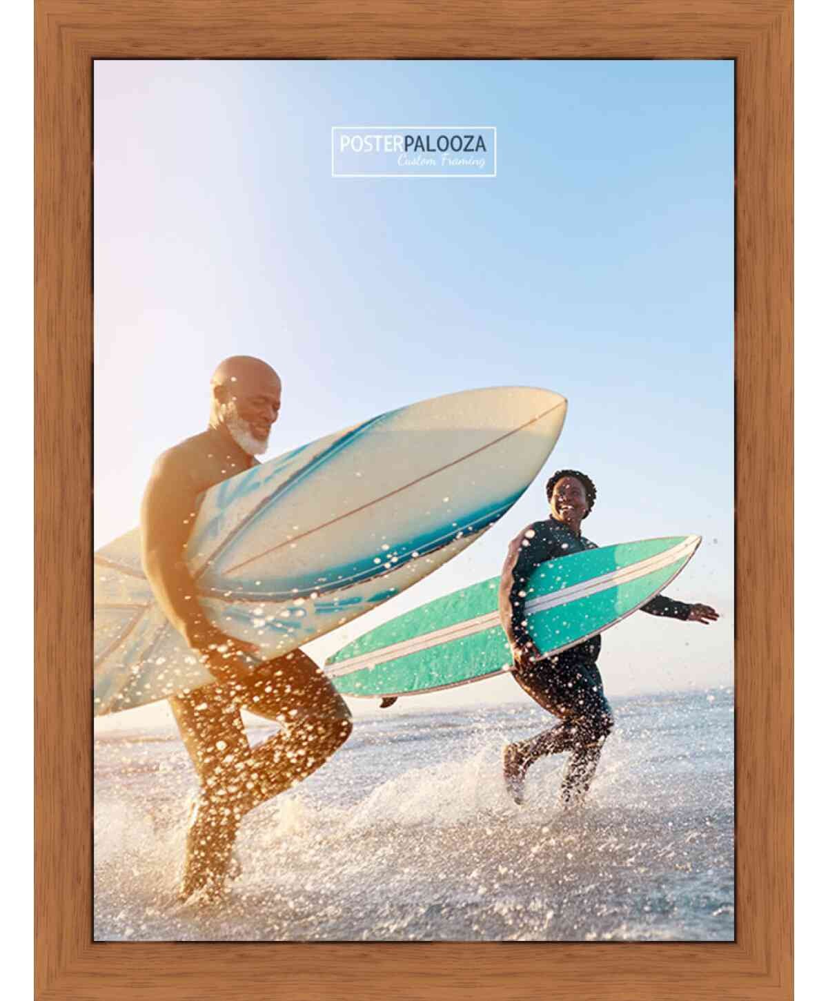 Photo Size Slim Profile Brown Frame – UV Acrylic, Backing, Hanging Hardware