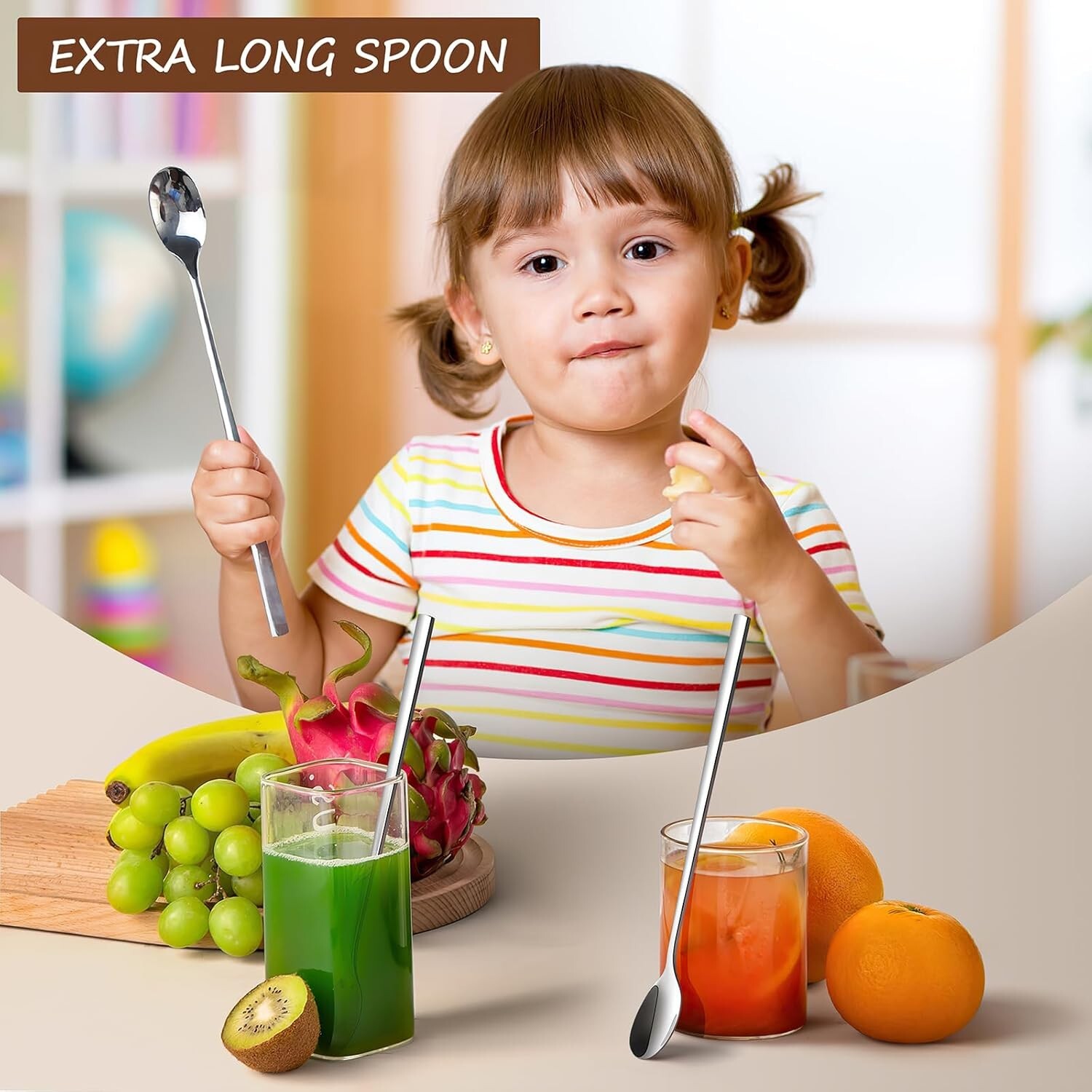 9-Inch Long Handle Spoon, Coffee Stirrers Ice Tea Spoon Premium 18/10 Stainless