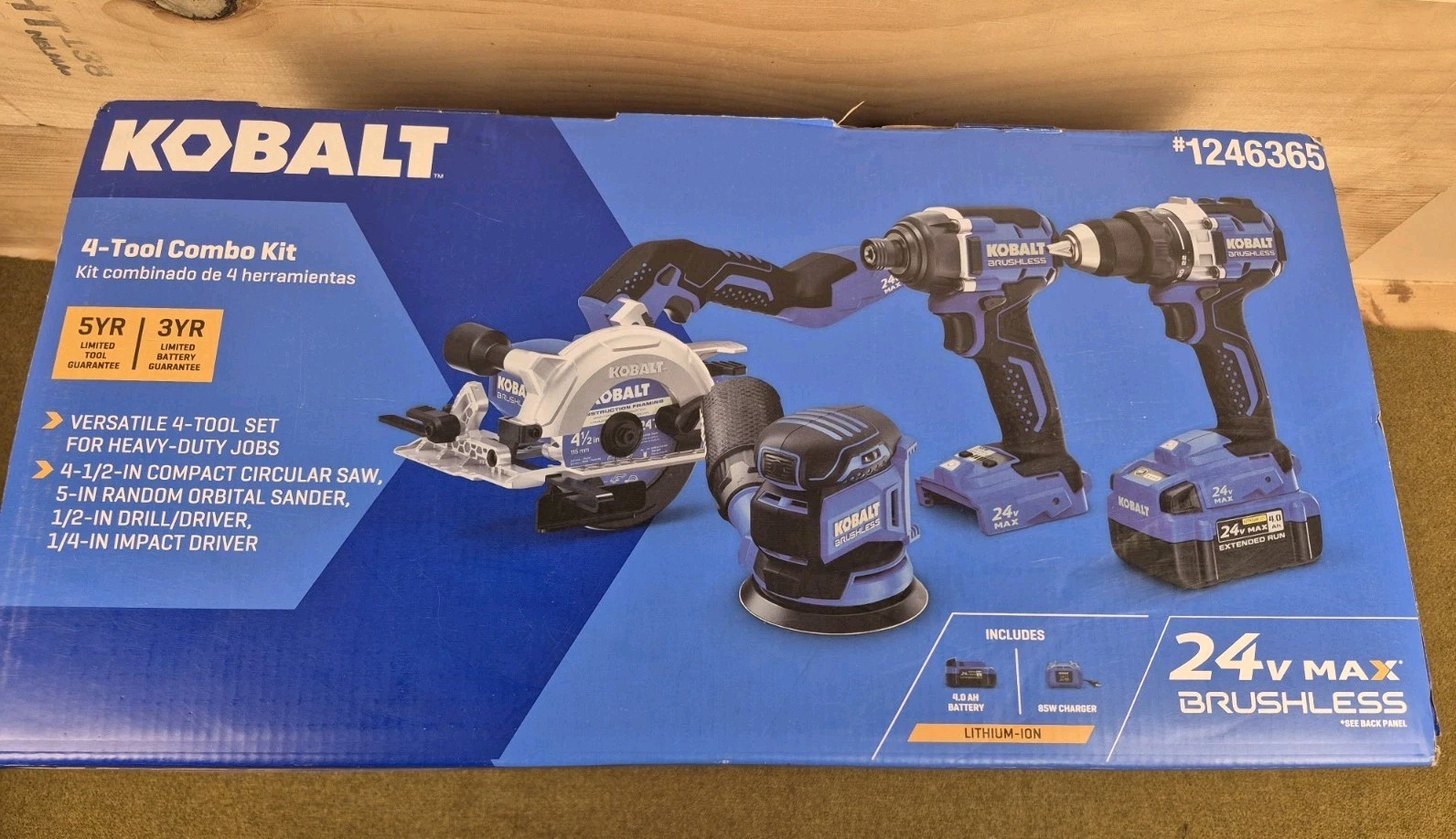 Kobalt 4 Tool Combo Kit 4-1/2″ Compact Circular Saw Sander Drill Driver Impact