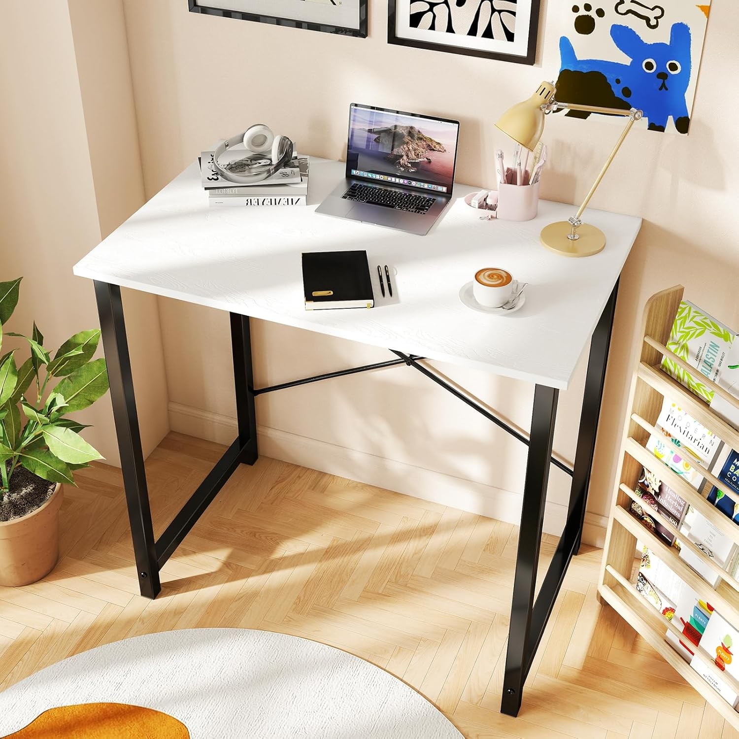 31-63″ Modern Office Computer Desk Writing Work Study Table with Storage Bag