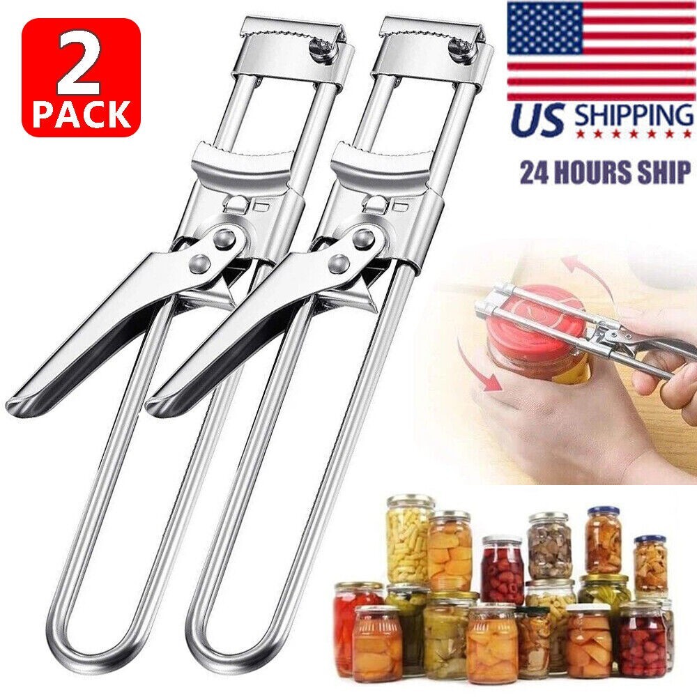 2PCS Adjustable Multifunctional Stainless Steel Can Opener Jar Lid Gripper New