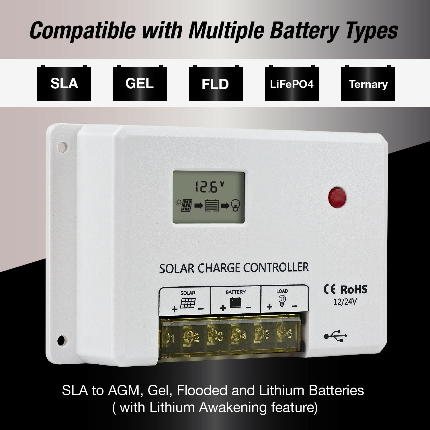 ExpertBattery 300W 12V Monocrystalline Solar Panel Kit with 30A PWM Controller