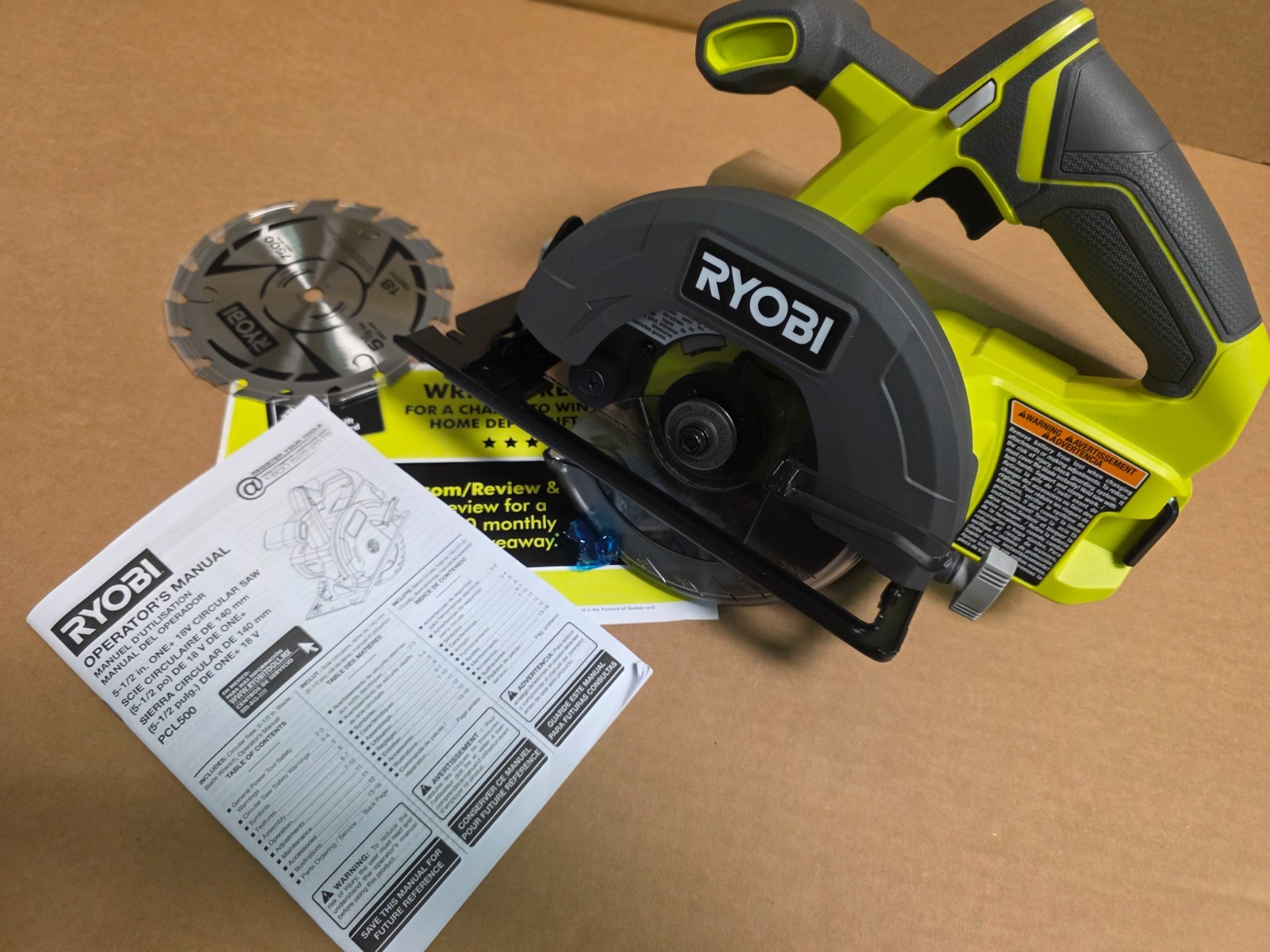 NEW Ryobi ONE+ 18V PCL500B 5-1/2 in Circular Saw TOOL ONLY with Blade