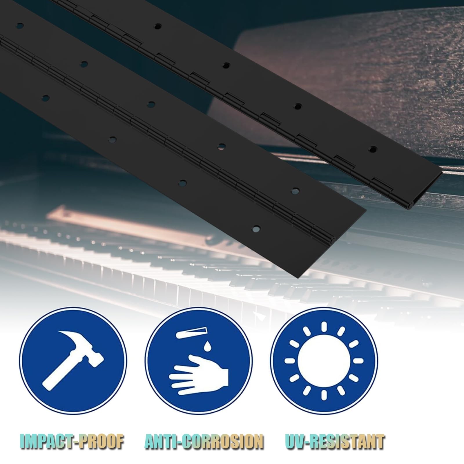 4 PCS 12 Inch Black Continuous Piano Hinge Heavy Duty Stainless Steel 304 Boat