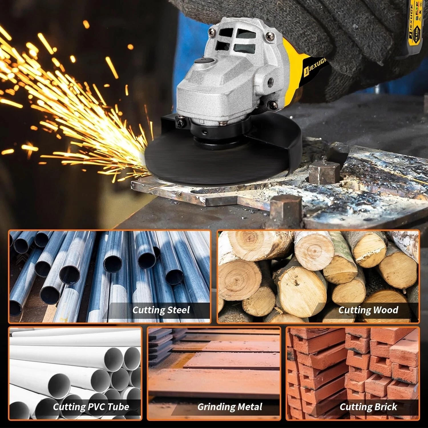 5″ Cordless Angle Grinder Kit Brushless Battery Grinder with 2×6.0Ah Batteries