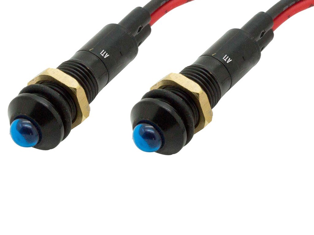 PLB8B Alpinetech 8mm 220V AC LED Black Bezel Indicator Pilot Light (Pack of 2)