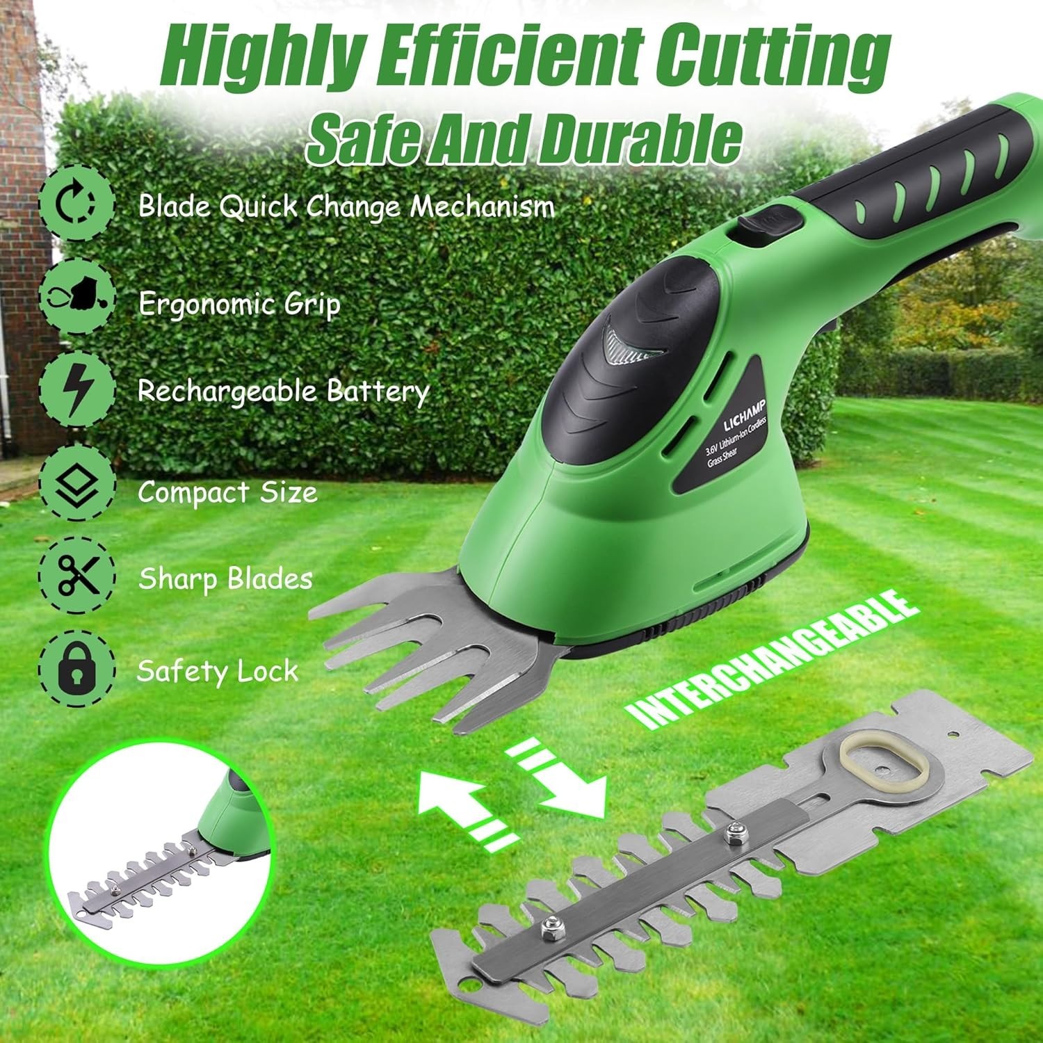 2-in-1 Electric Hand Held Grass Shear Hedge Trimmer Shrubbery Clipper Cordles…