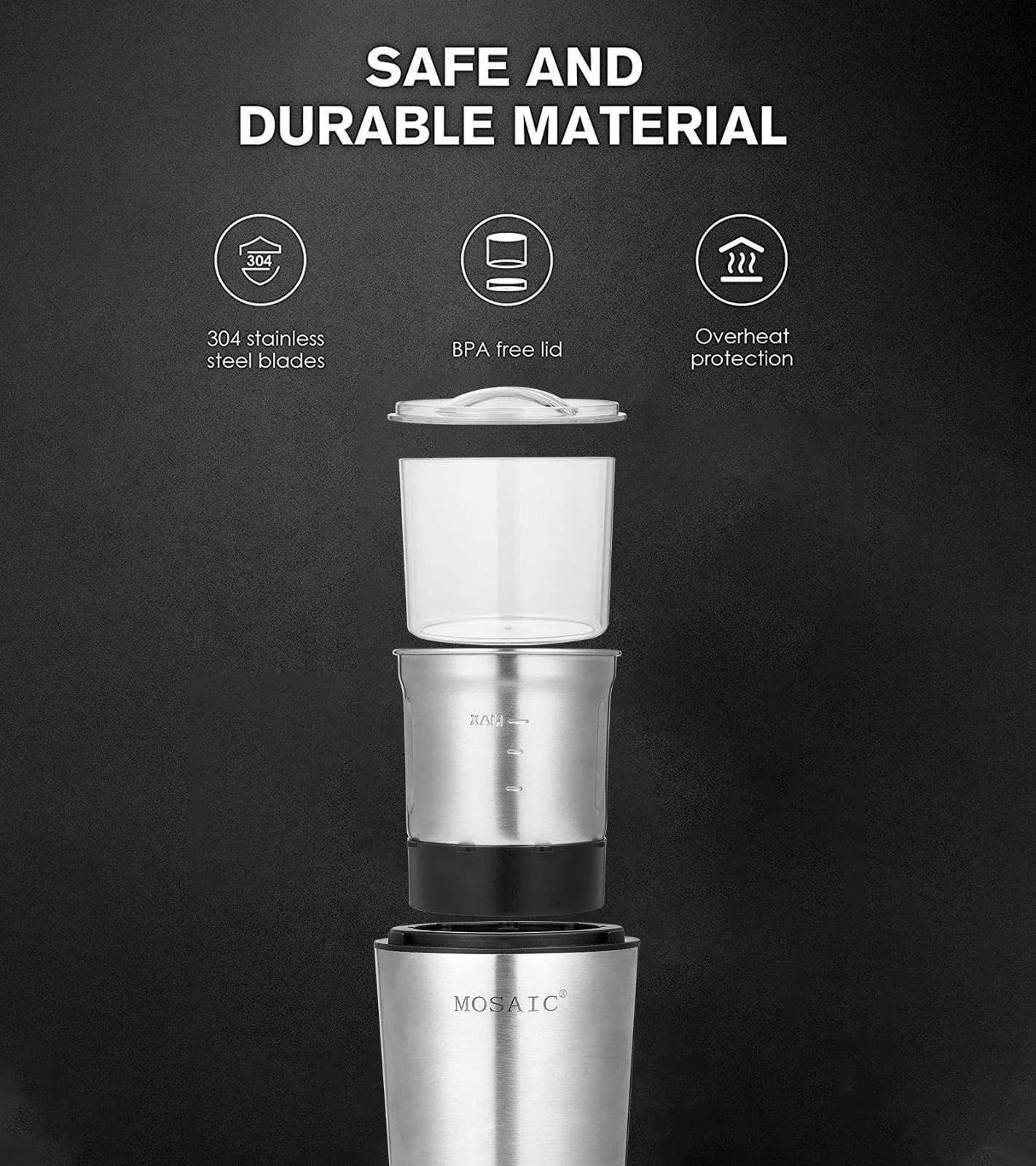 Coffee Grinder Electric, MOSAIC Herb Grinder, Spice Blender and Espresso Grinder