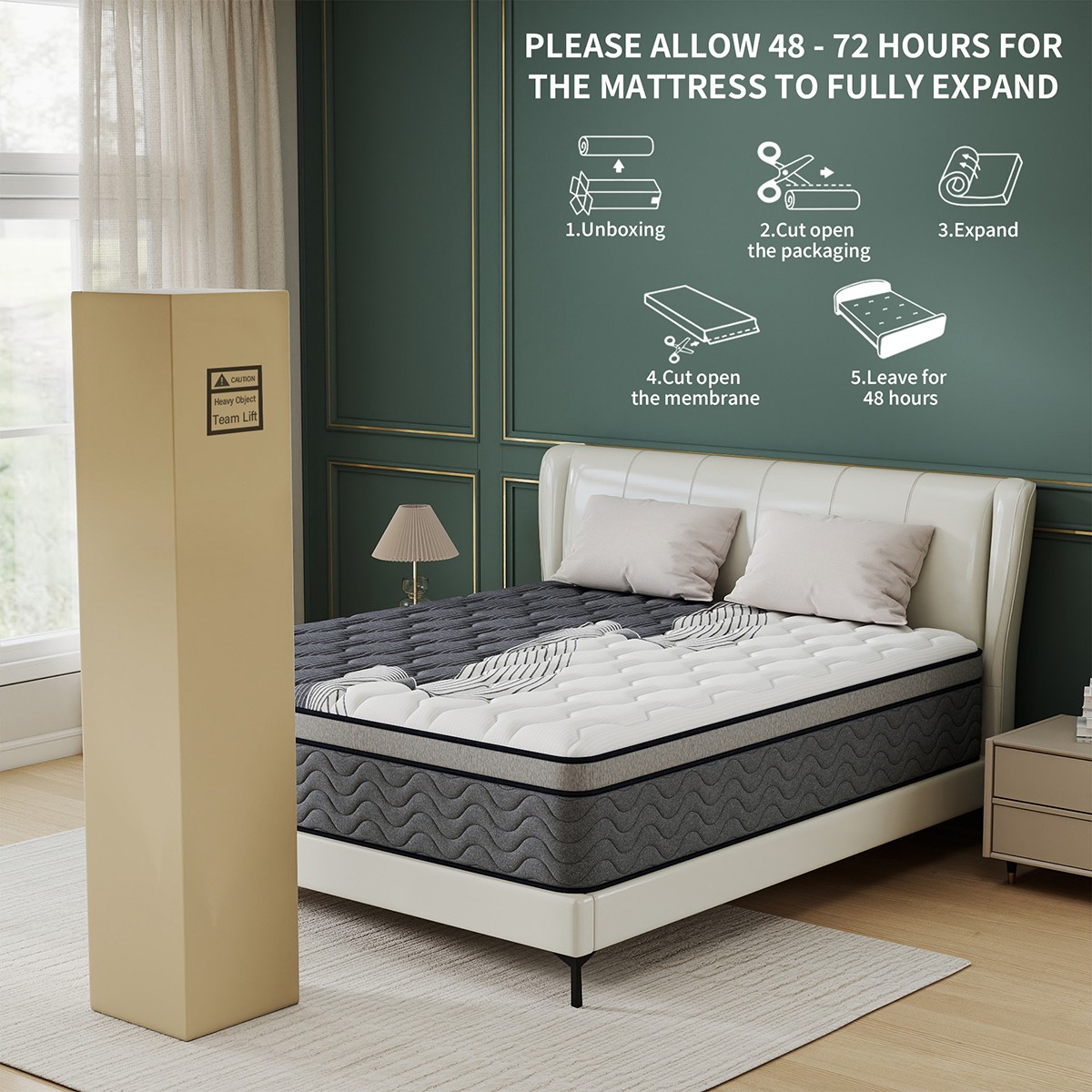 12″ Dual Firm Soft Hybrid Mattress Memory Foam Spring Full Queen King in a Box