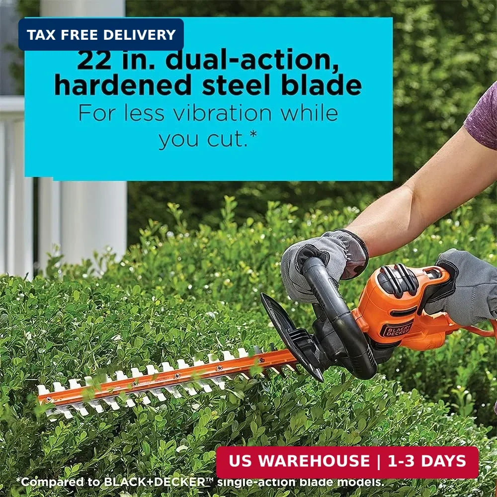 BLACK+DECKER 22″ Electric Hedge Trimmer, Lightweight 4.0 Amp Corded Dual Action
