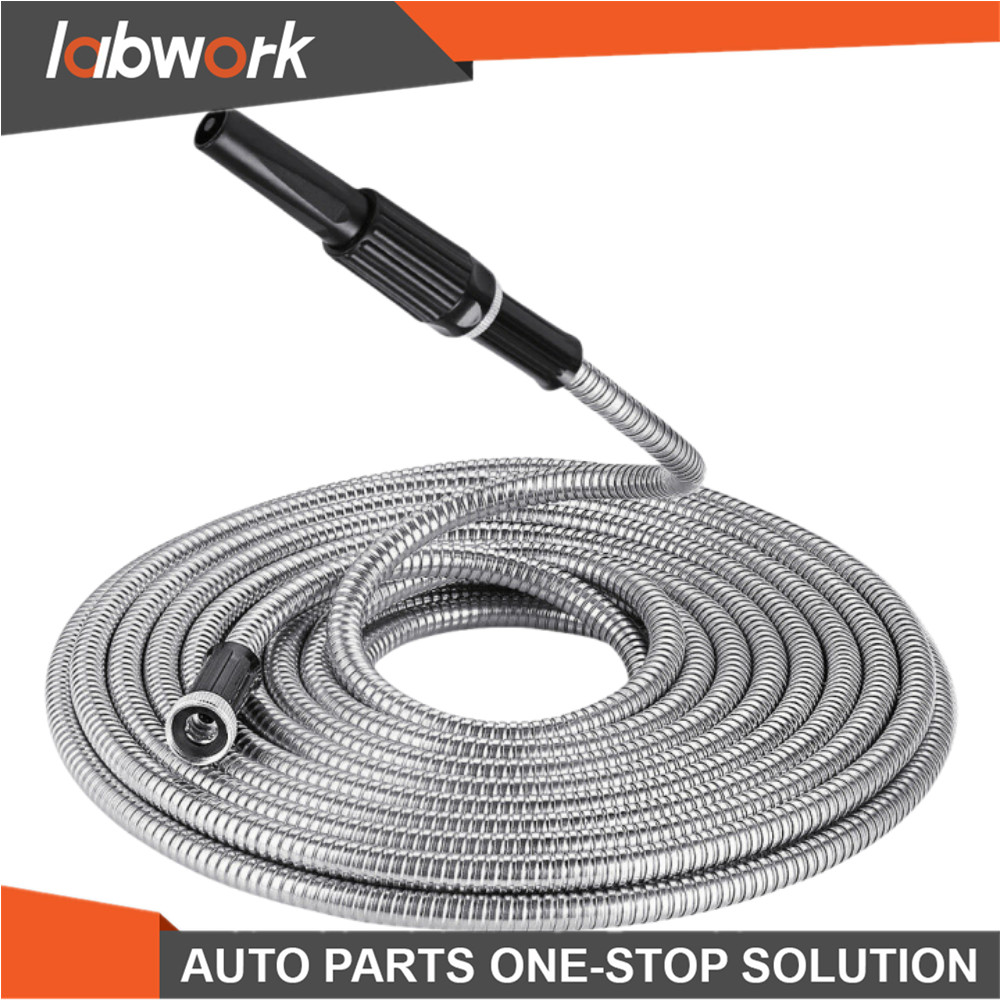 Labwork 25/50/75/100FT Lightweight Stainless Steel Metal Garden Water Hose Pipe
