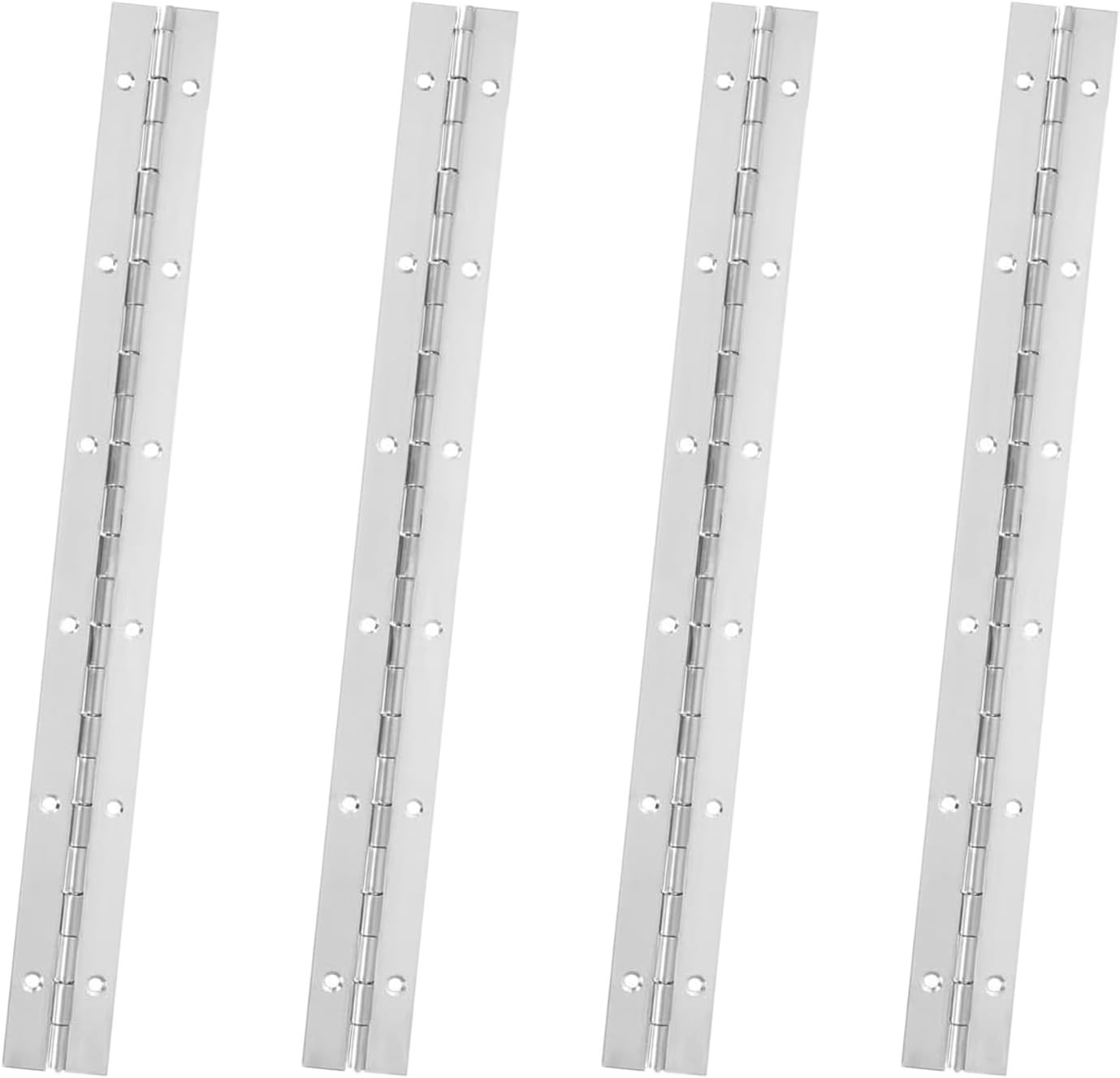 Polished Stainless Steel Piano Hinges – 12 Inch, 4 Pack for Easy Installation