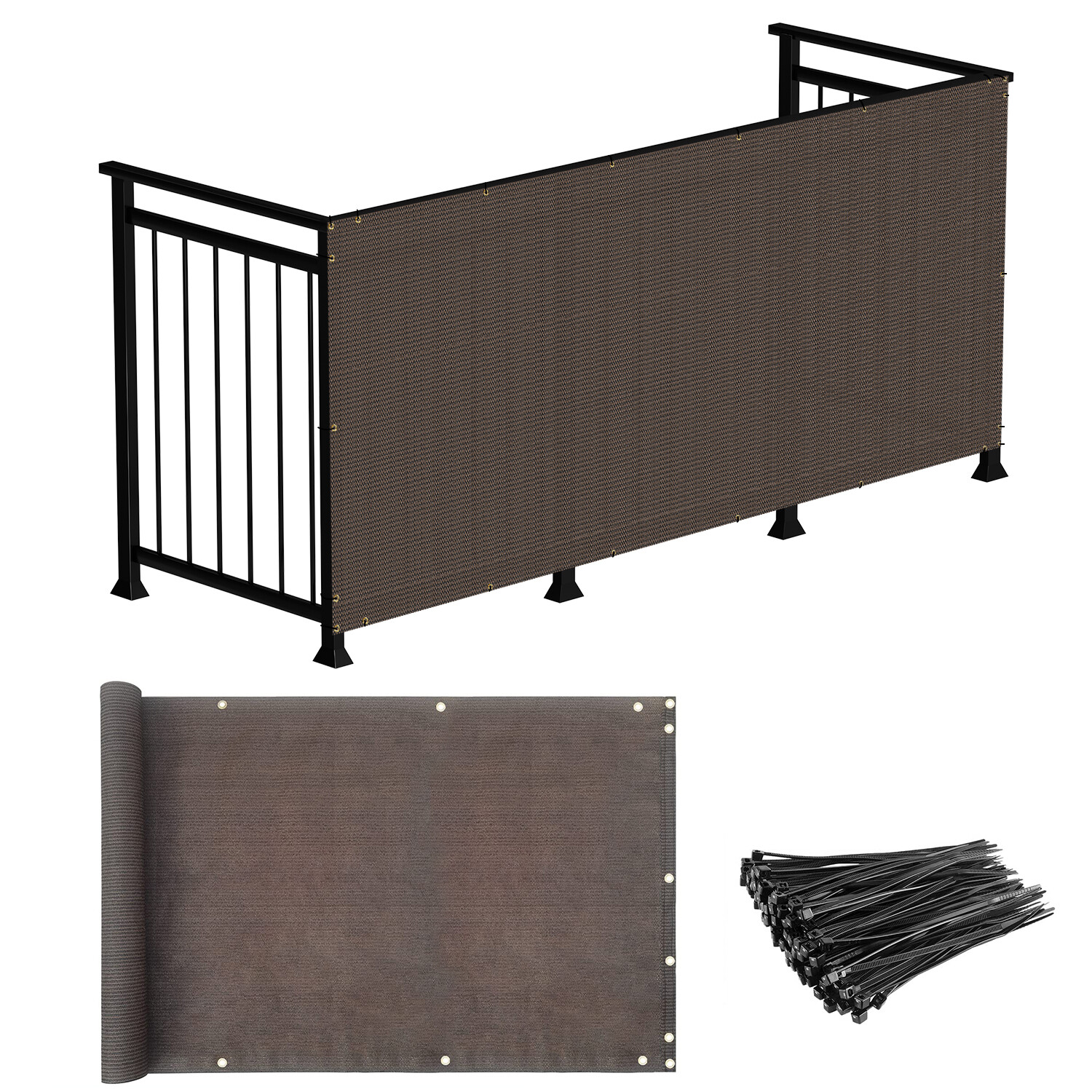 35in Privacy Balcony Screen Brown Fence Screen Patio Deck Fabric Shade Net Cover