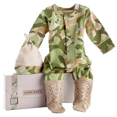 Big Dreamzzz Baby 2-Piece Layette Set in Backpack Gift Box, Tan, 0-6 Months Camo