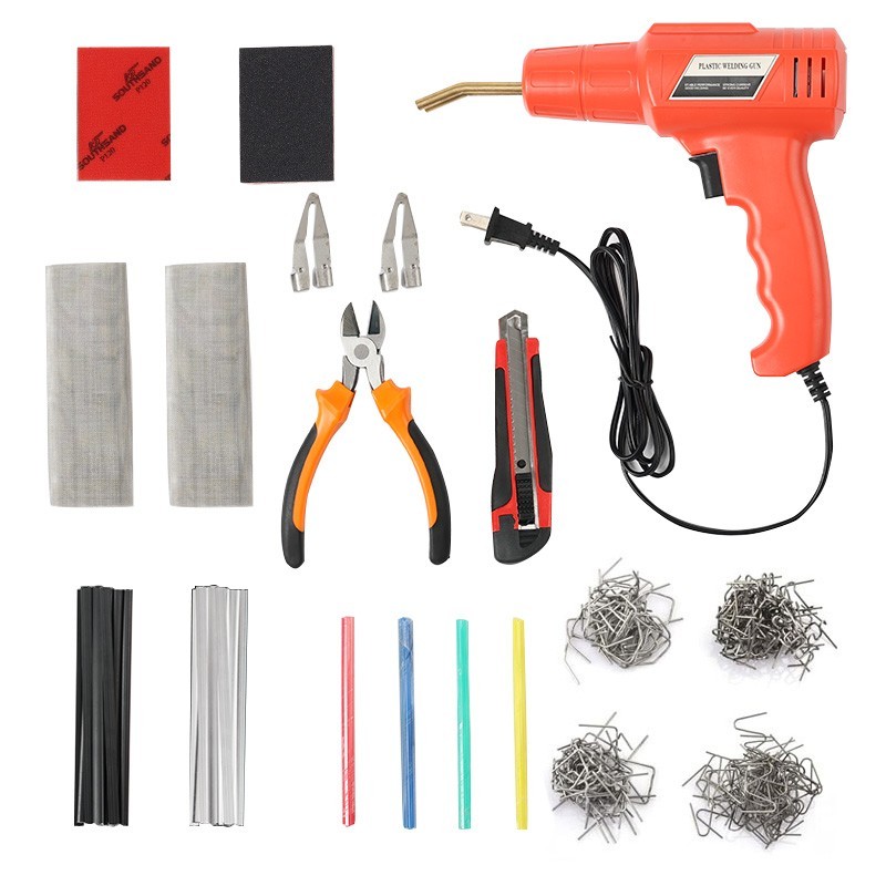 Upgrade 150W Hot Stapler Car Bumper Fender Fairing Welder Gun Plastic Repair Kit