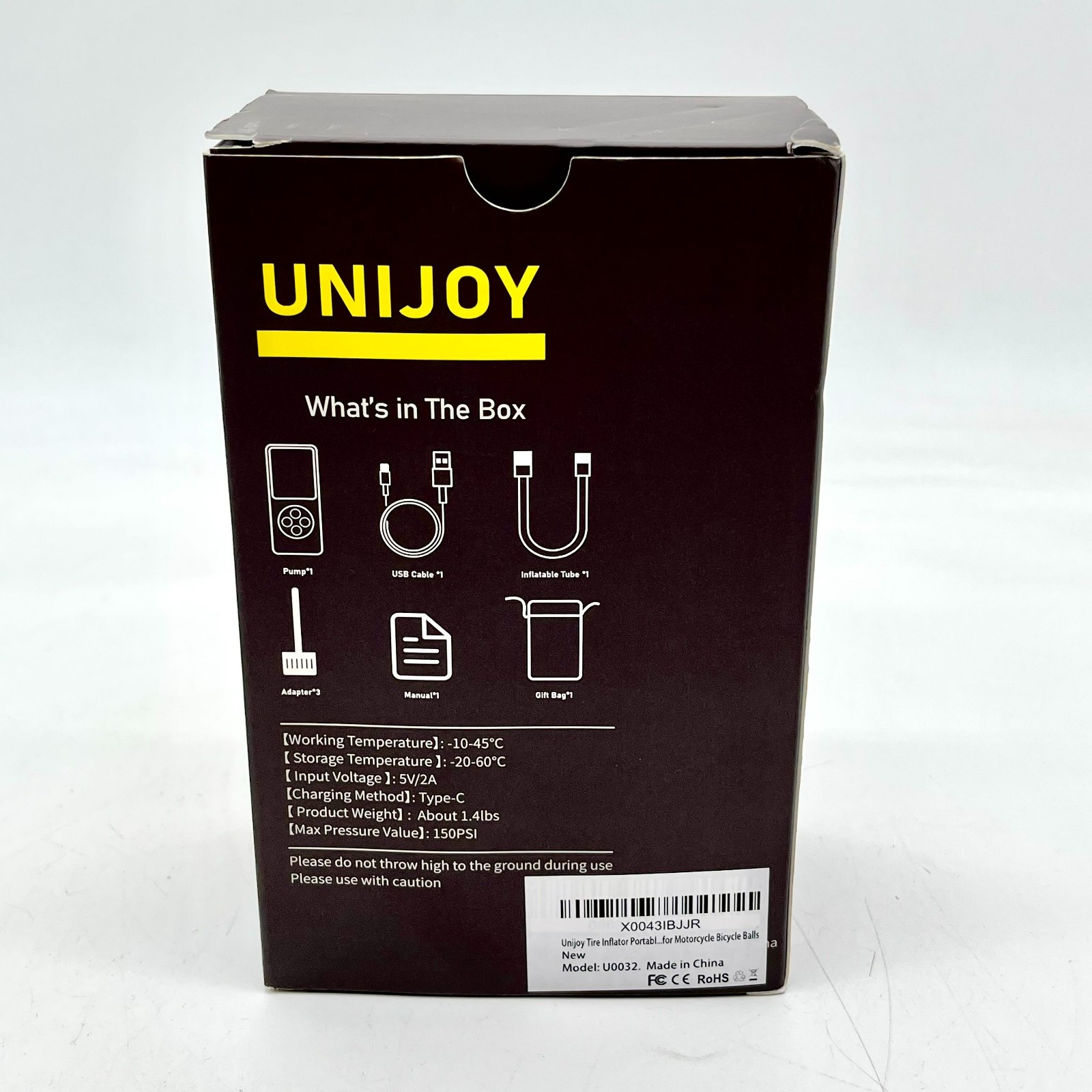 Unijoy Portable Multi-Function Tire Inflator (150 PSI Max) Model U0032