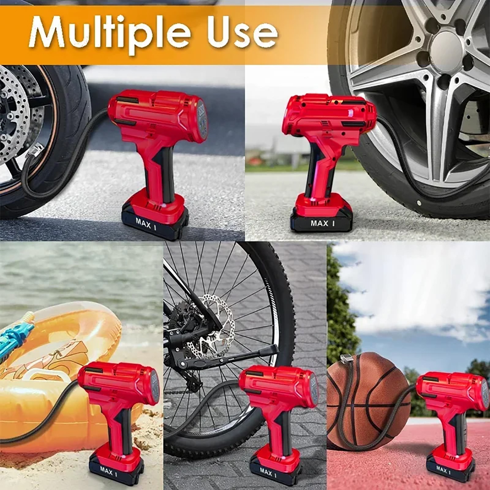 21V 150PSI Cordless Rechargeable Battery Air Compressor Pump Car Tire Inflator