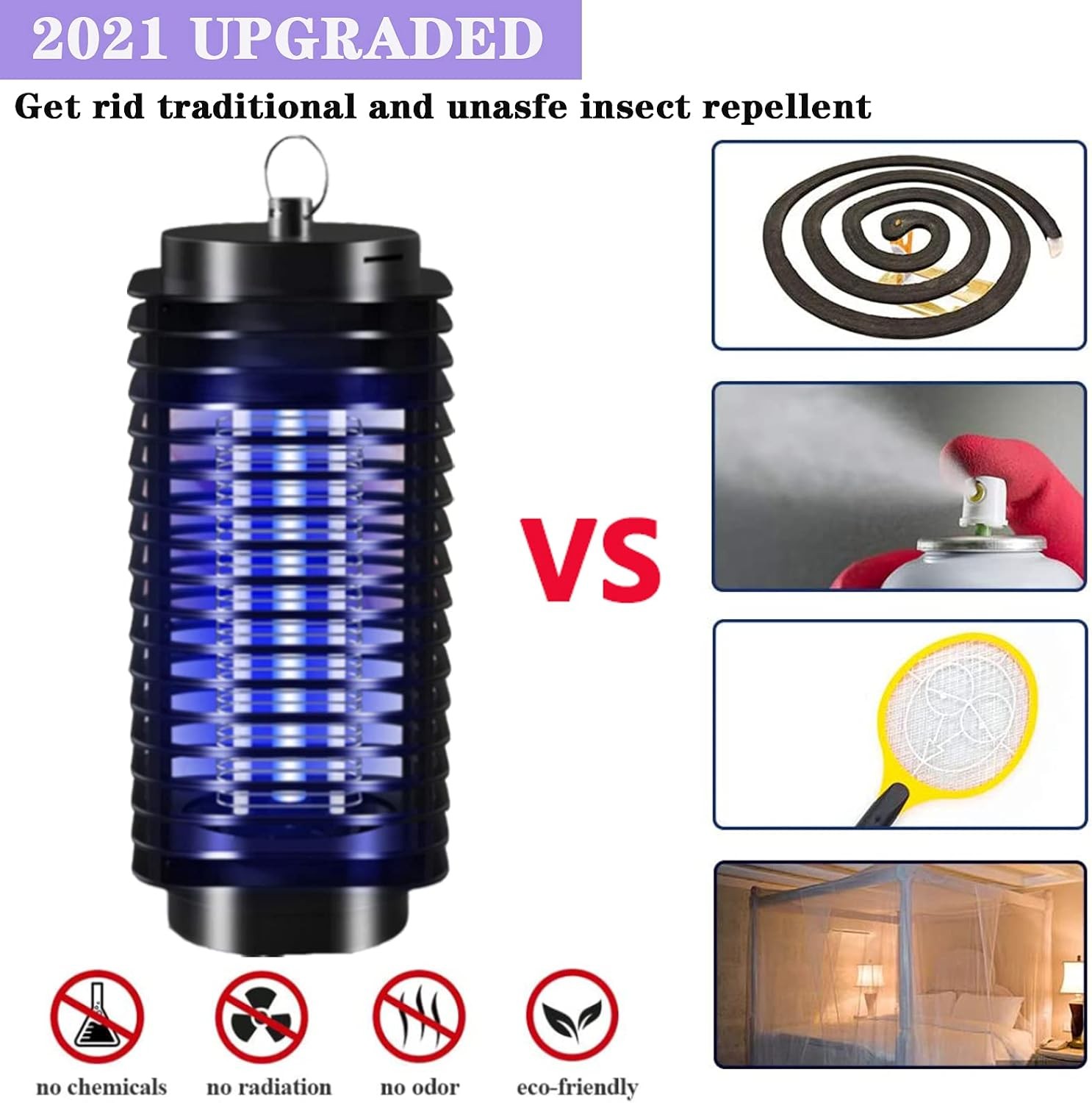 2 Pack Mosquito Fly Bug Insect Zapper Killer Indoor Outdoor Electronic Trap Lamp