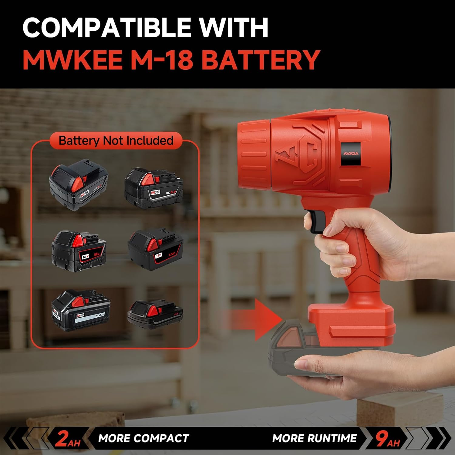 Electric Leaf Blower Cordless for Mwkee M-18 18V Battery, Handheld Leaf Blowers