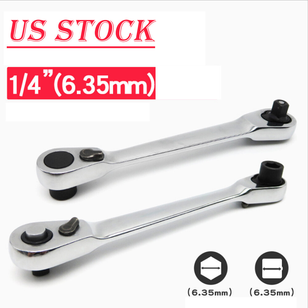 NEW Mini 1/4″ Double Ended Ratchet Handle Wrench Rod Socket Screwdriver Bit