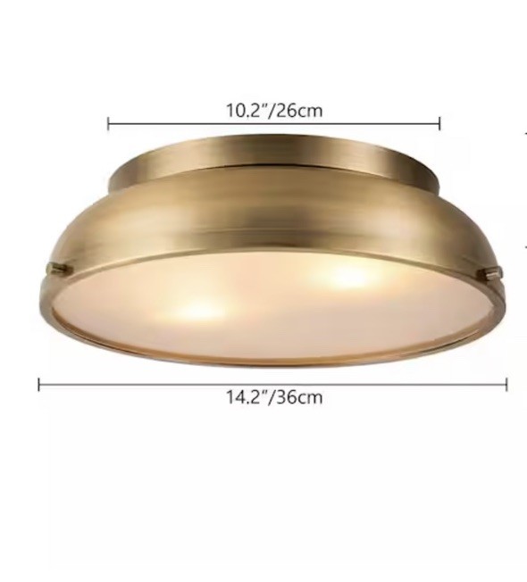 RRTYO Calico 14.2 in. 2-Light Aged Bronze Modern Transitional Flush Mount New