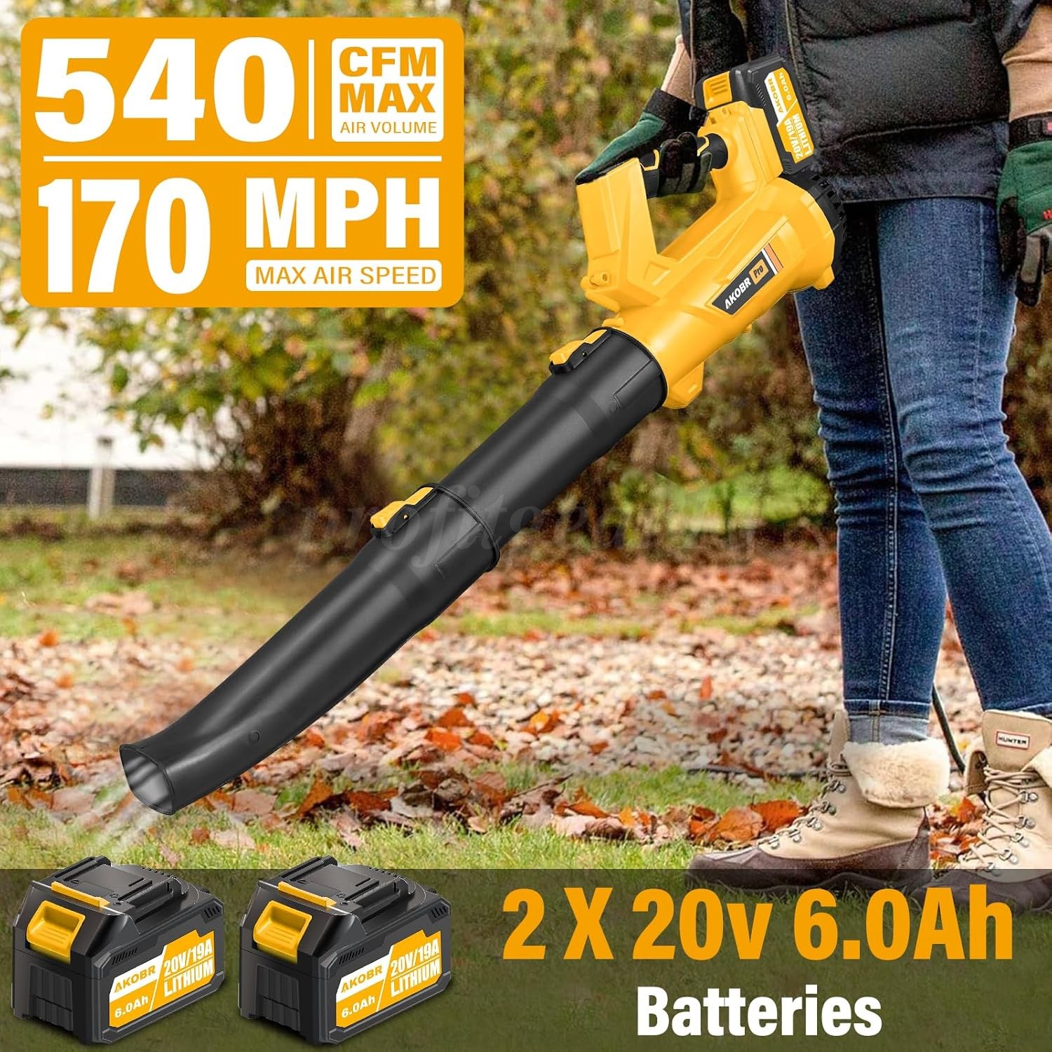 21V Cordless Leaf Blower,6-Speed Adjustment and LCD Display with 6.0Ah Batteries
