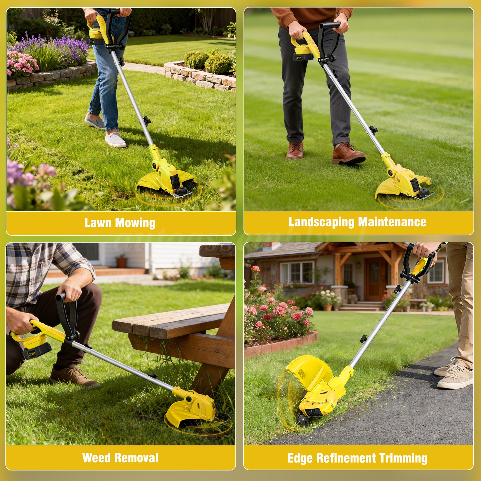Cordless Weed Eater Electric Brush Cutter Lawn Edger Grass String Trimmer 4.0Ah